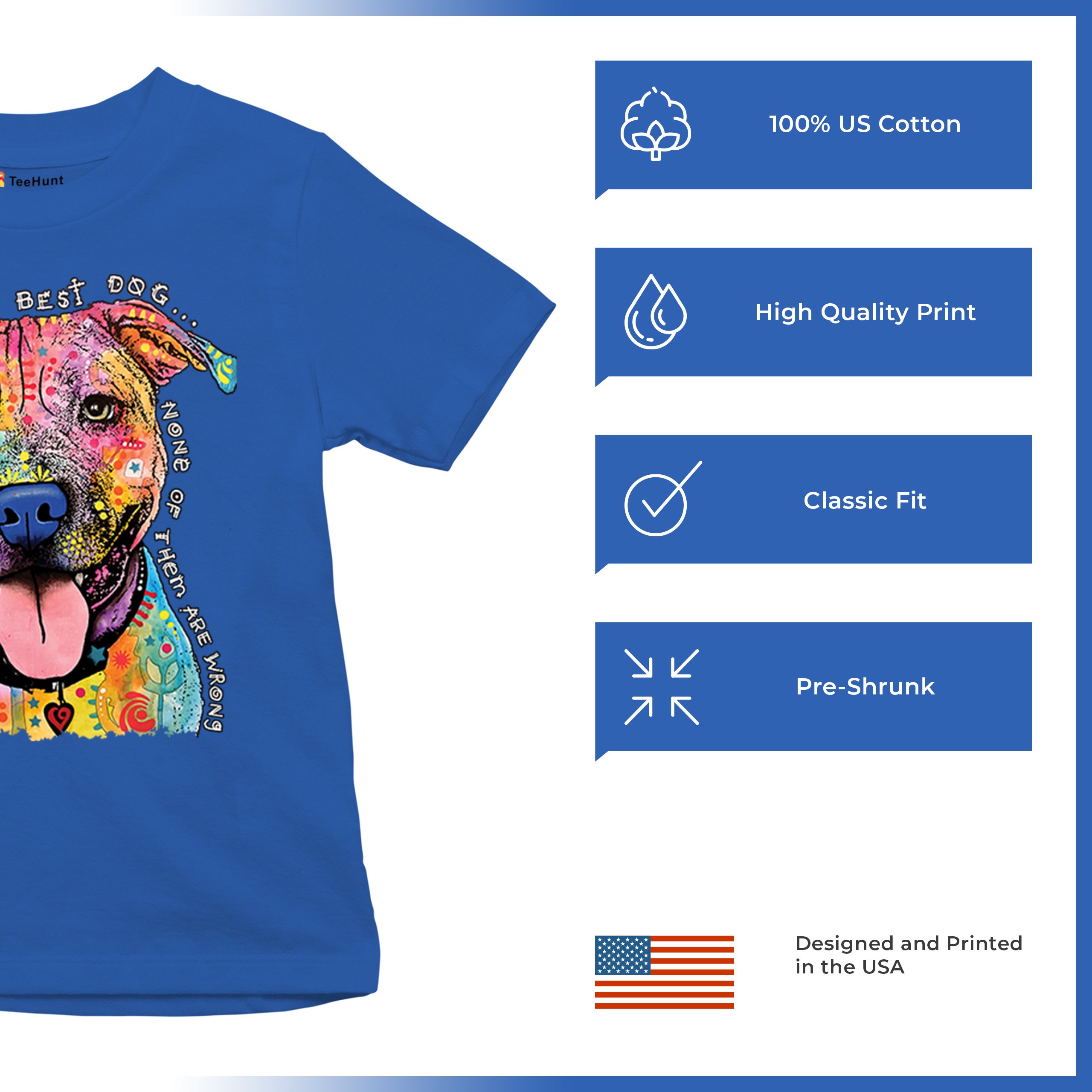Dean Russo Colorful Pit Bull Youth T-shirt Everyone Has Best Dogs Kids - Picture 42 of 50