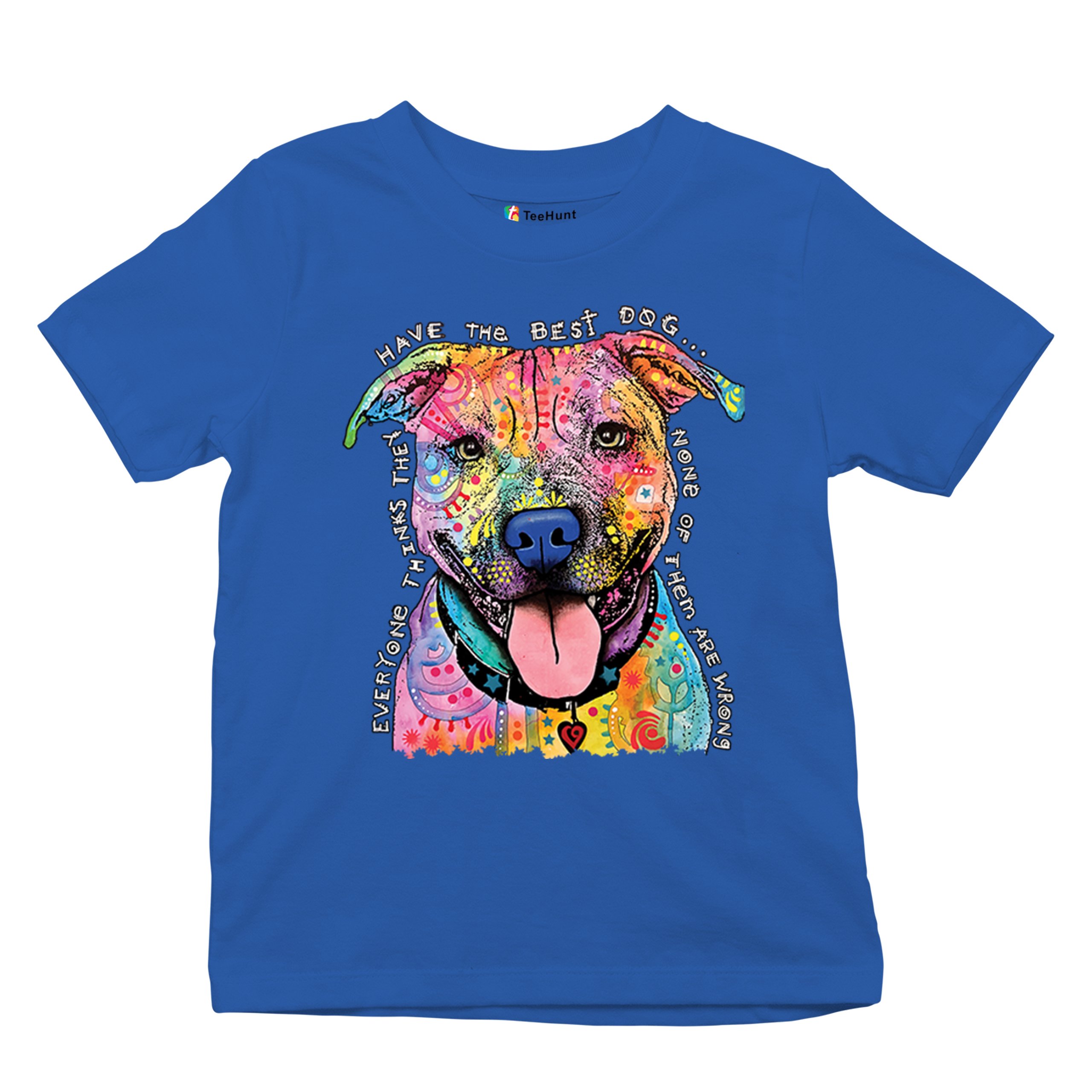 Dean Russo Colorful Pit Bull Youth T-shirt Everyone Has Best Dogs Kids - Picture 41 of 50