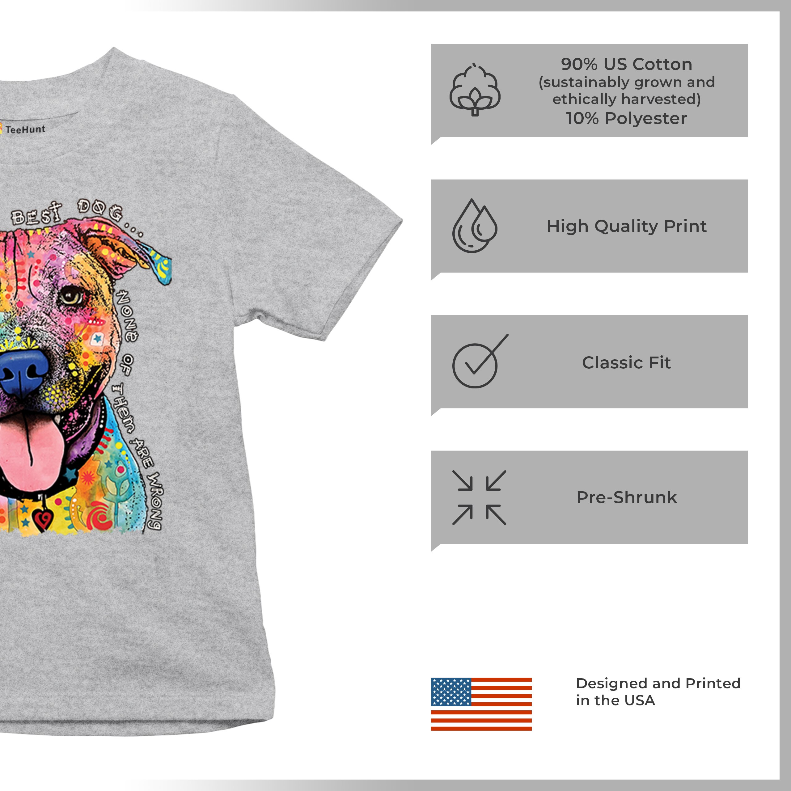 Dean Russo Colorful Pit Bull Youth T-shirt Everyone Has Best Dogs Kids - Picture 14 of 50