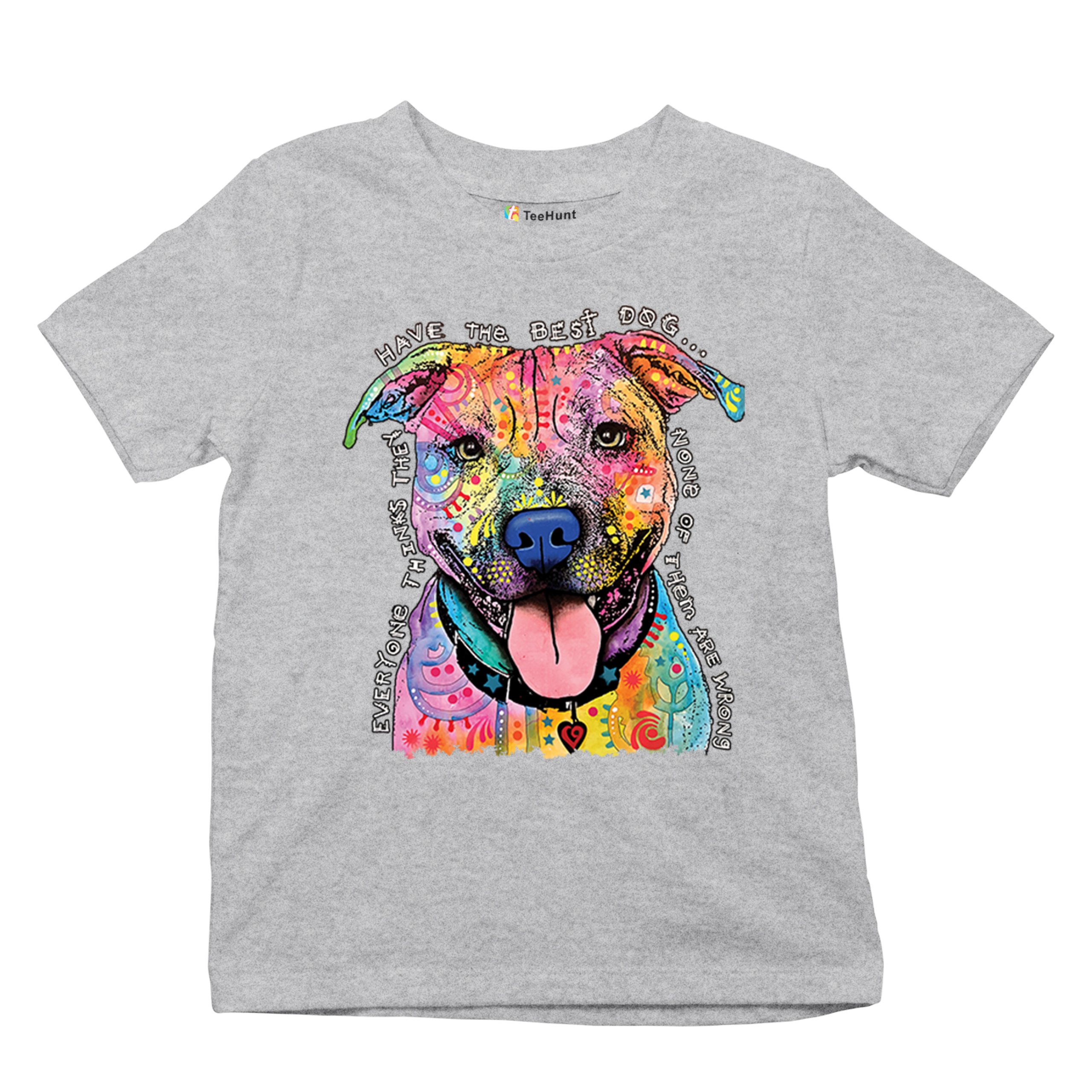 Dean Russo Colorful Pit Bull Youth T-shirt Everyone Has Best Dogs Kids - Picture 13 of 50