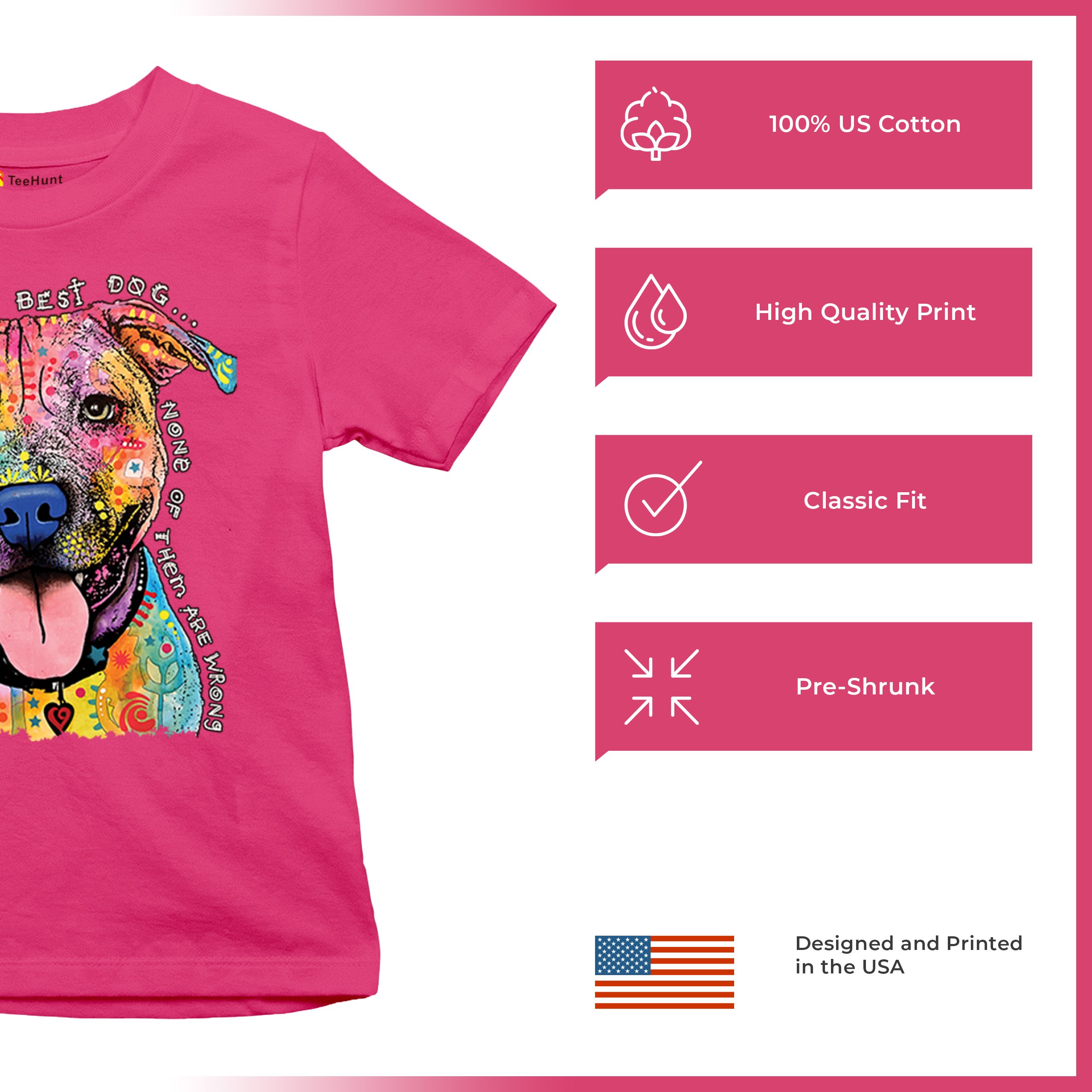 Dean Russo Colorful Pit Bull Youth T-shirt Everyone Has Best Dogs Kids - Picture 49 of 50