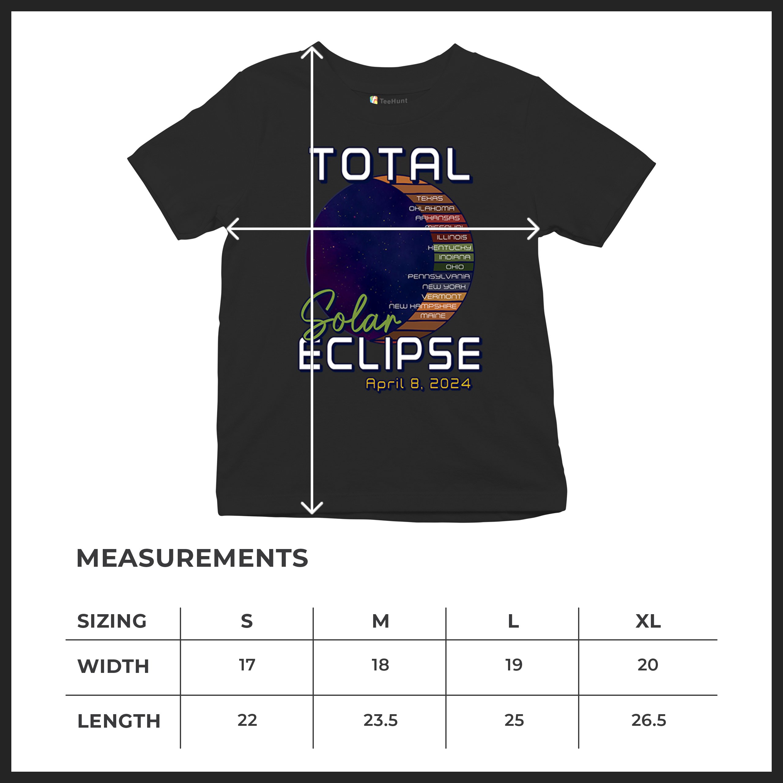 Total Solar Eclipse Path Youth T-shirt April 8 2024 Watch Party Sun Moon Kids - Picture 8 of 50