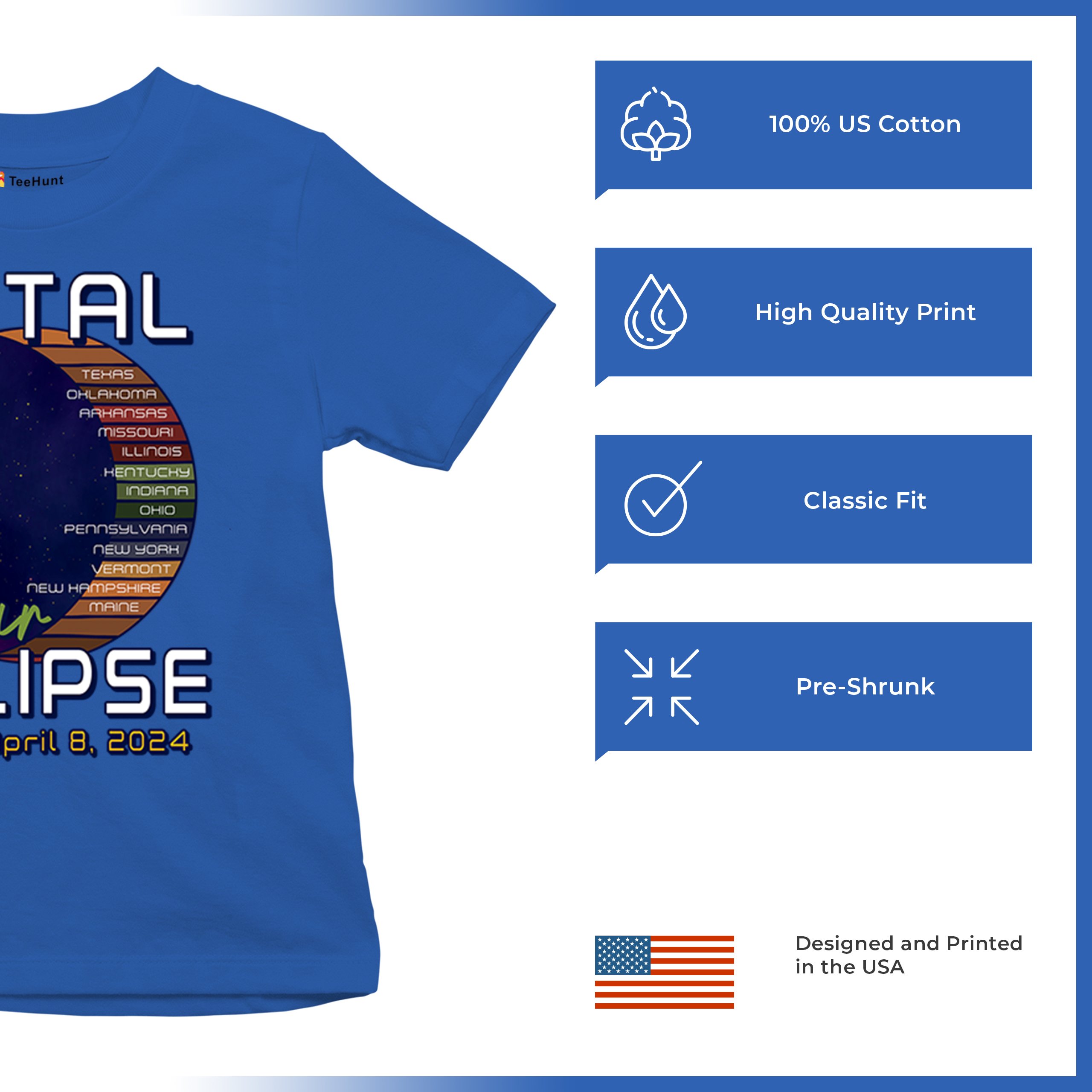 Total Solar Eclipse Path Youth T-shirt April 8 2024 Watch Party Sun Moon Kids - Picture 42 of 50