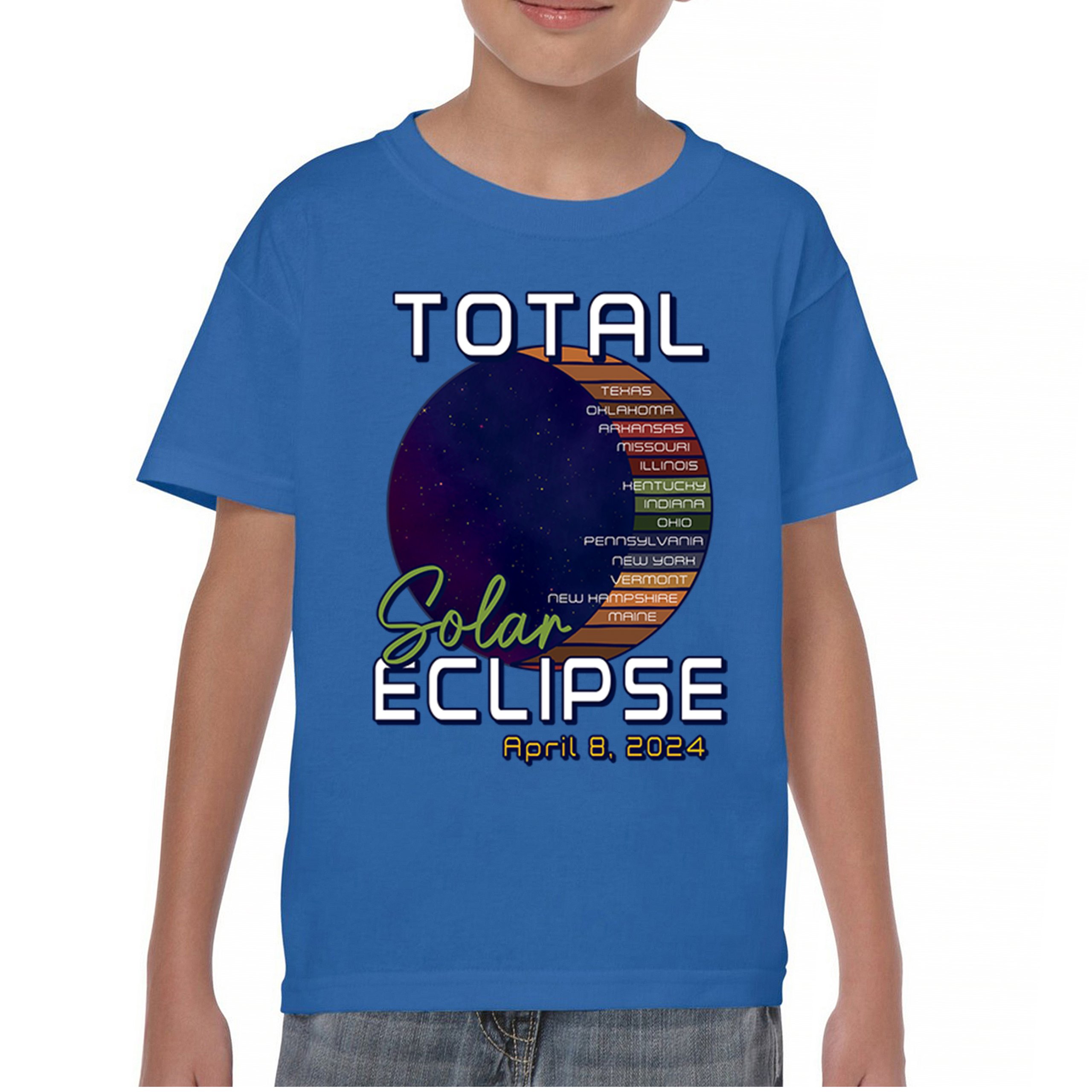 Total Solar Eclipse Path Youth T-shirt April 8 2024 Watch Party Sun Moon Kids - Picture 37 of 50
