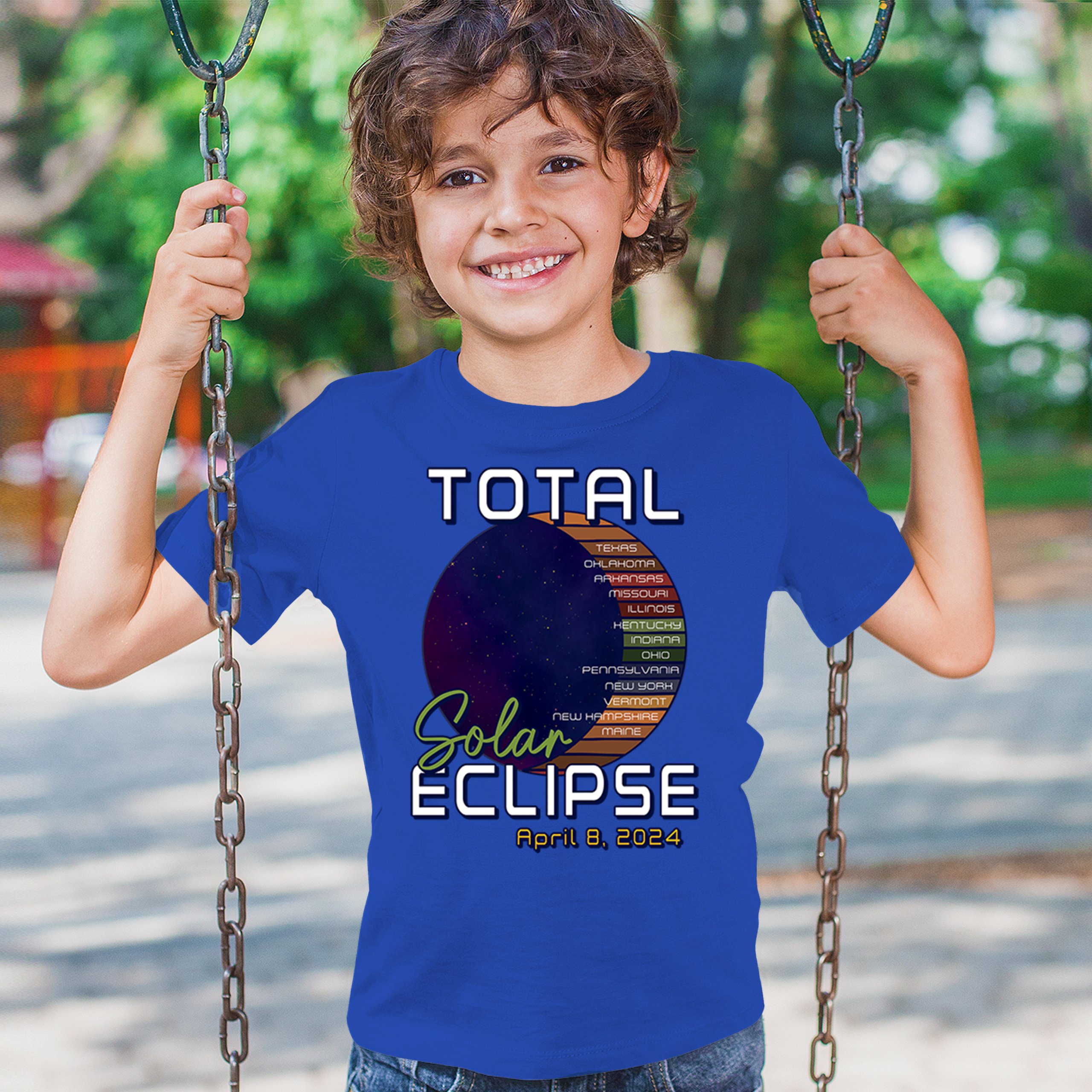 Total Solar Eclipse Path Youth T-shirt April 8 2024 Watch Party Sun Moon Kids - Picture 40 of 50