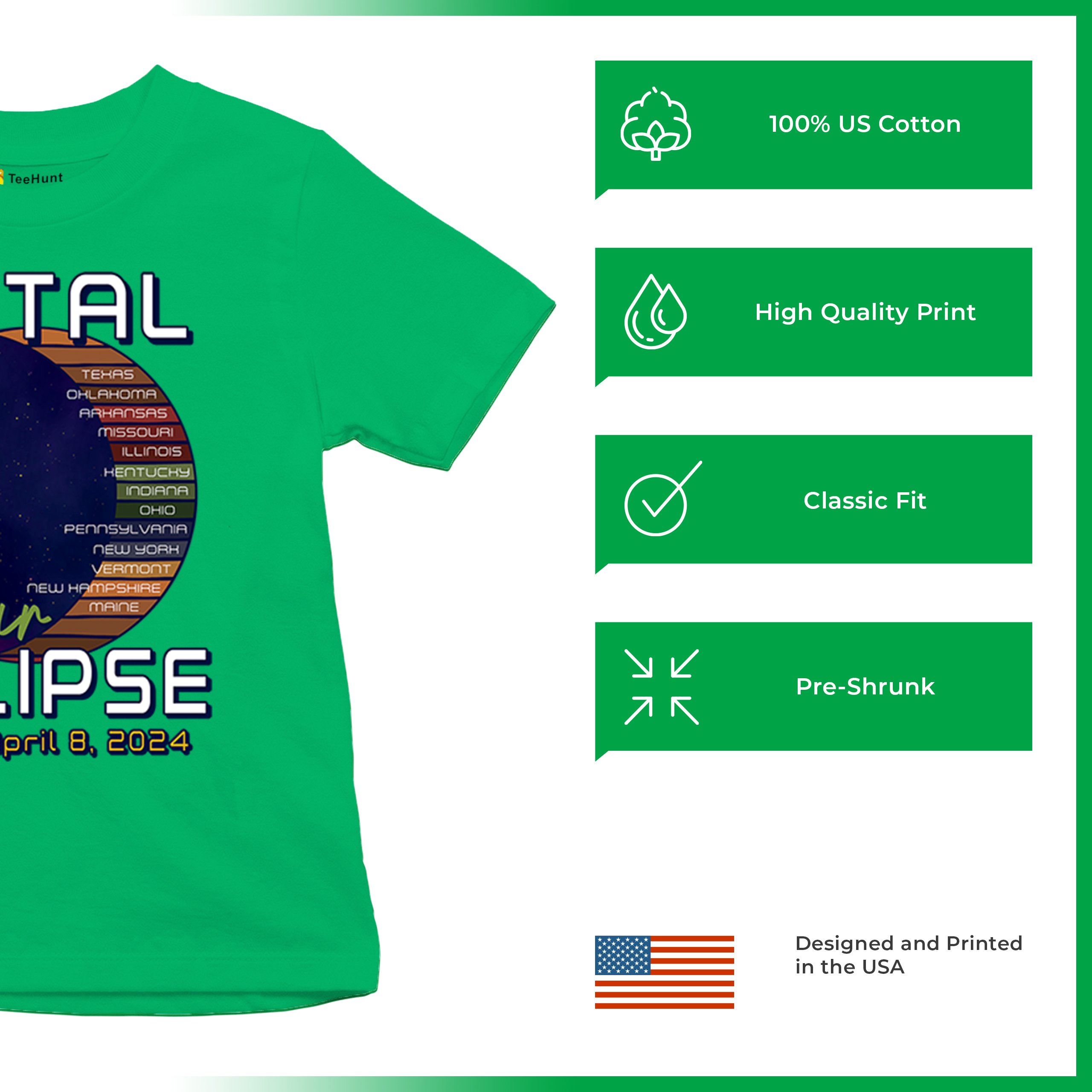 Total Solar Eclipse Path Youth T-shirt April 8 2024 Watch Party Sun Moon Kids - Picture 35 of 50
