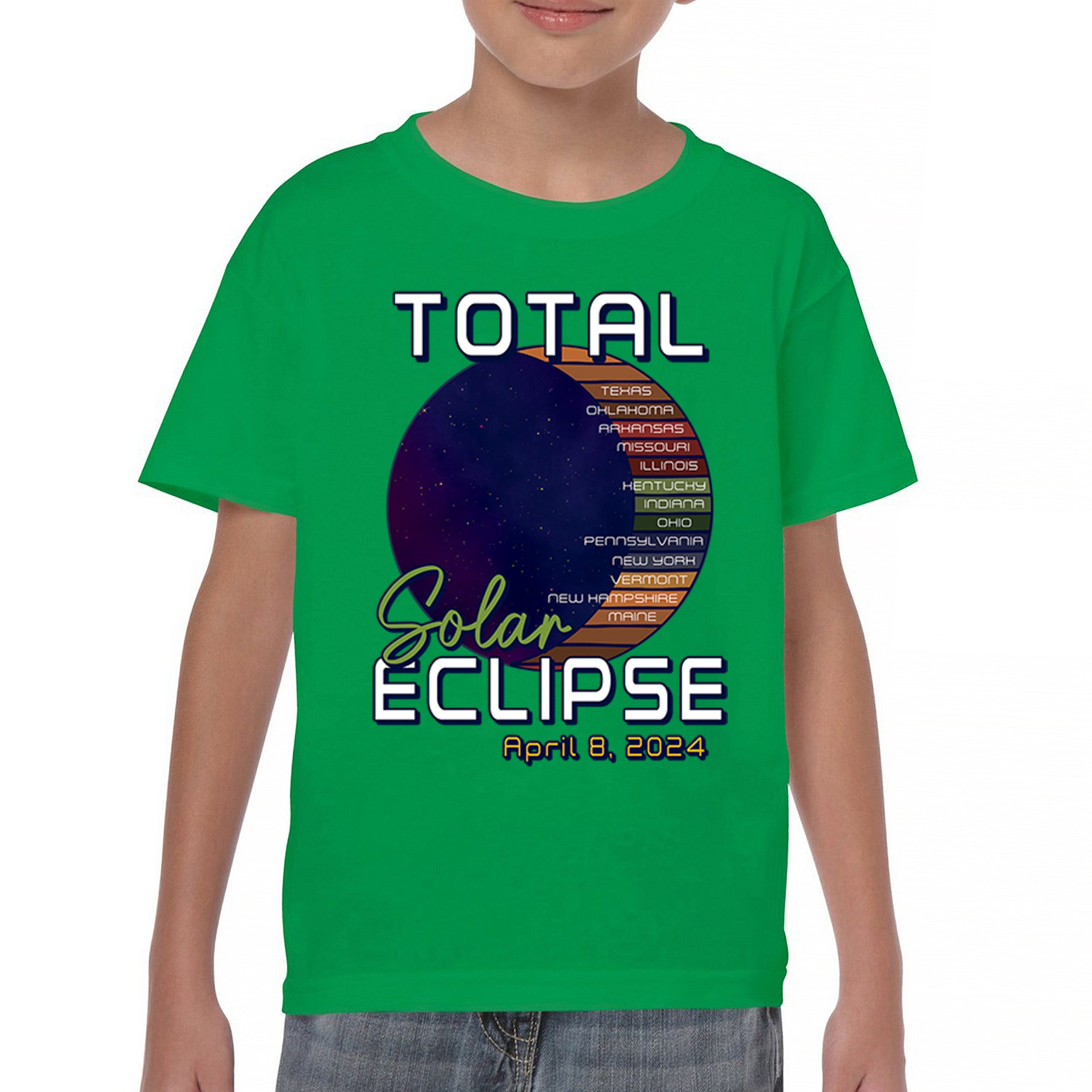 Total Solar Eclipse Path Youth T-shirt April 8 2024 Watch Party Sun Moon Kids - Picture 30 of 50