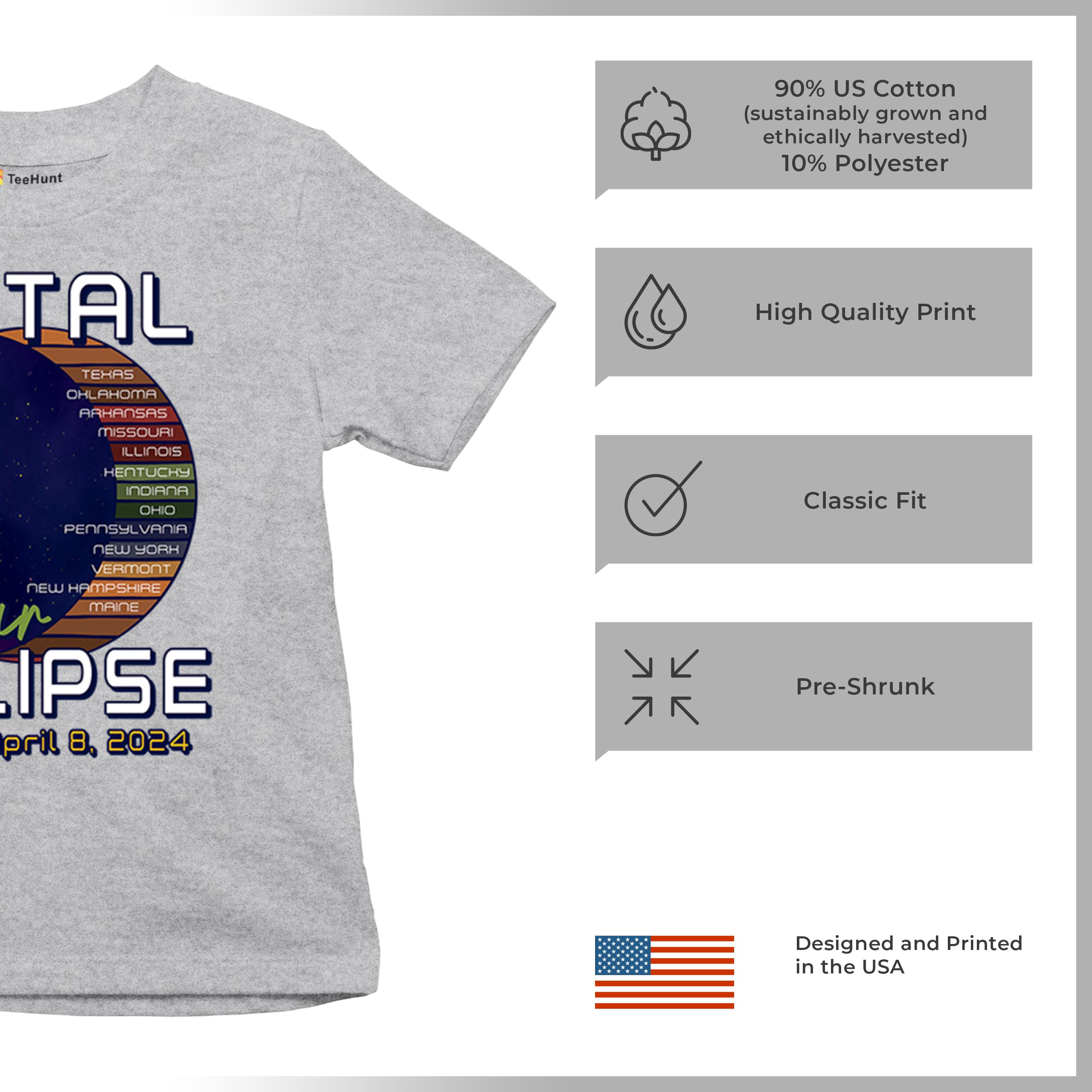 Total Solar Eclipse Path Youth T-shirt April 8 2024 Watch Party Sun Moon Kids - Picture 14 of 50