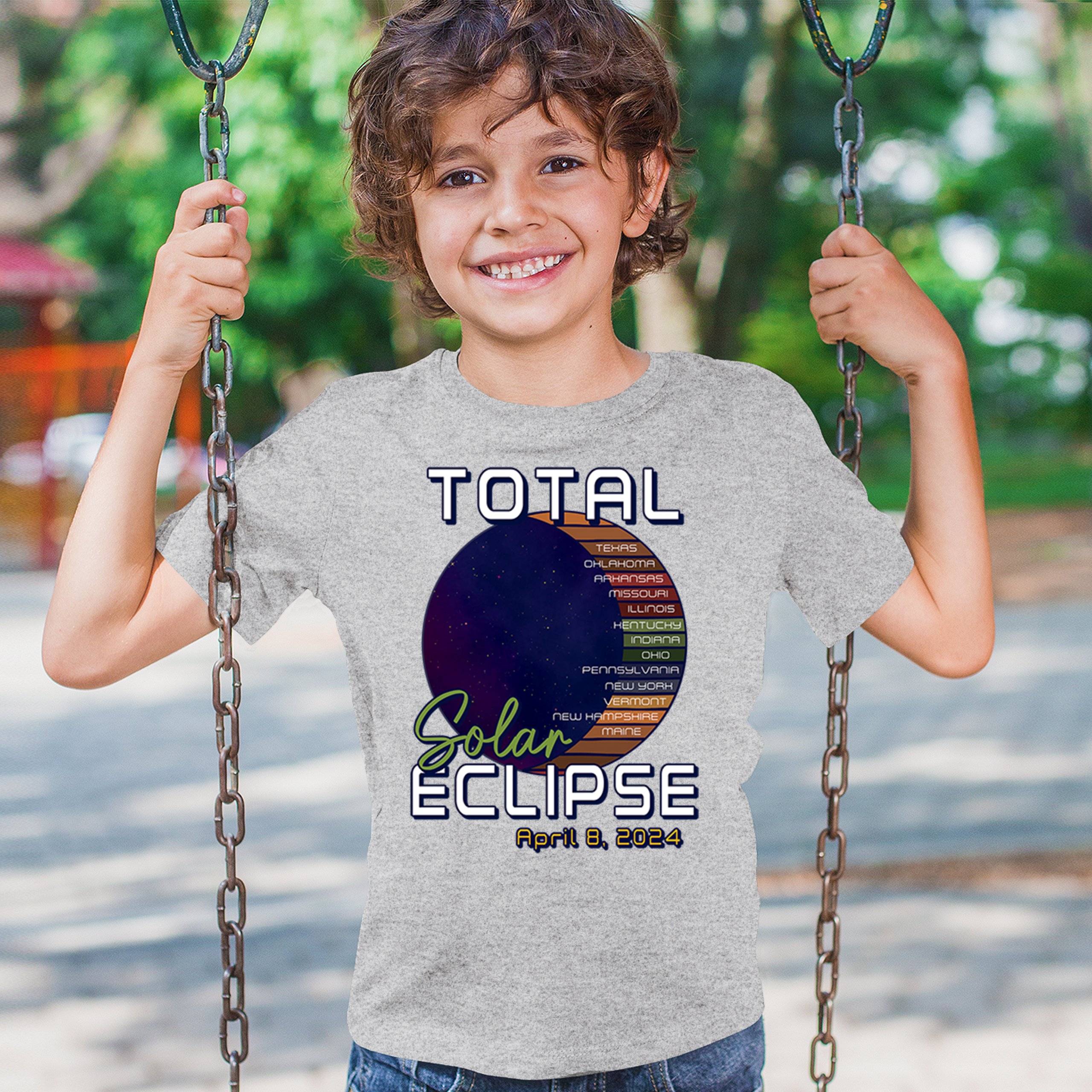 Total Solar Eclipse Path Youth T-shirt April 8 2024 Watch Party Sun Moon Kids - Picture 12 of 50