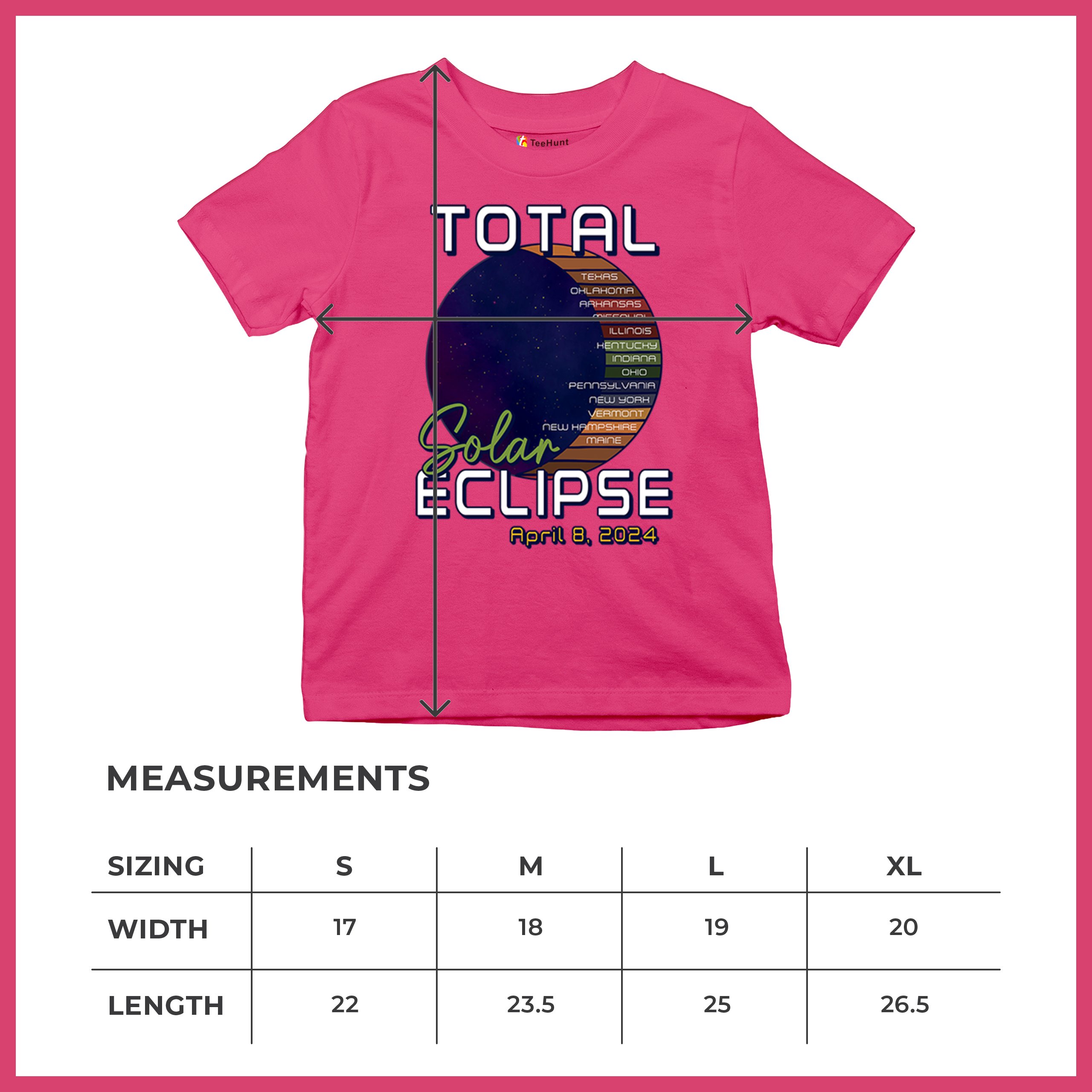 Total Solar Eclipse Path Youth T-shirt April 8 2024 Watch Party Sun Moon Kids - Picture 50 of 50