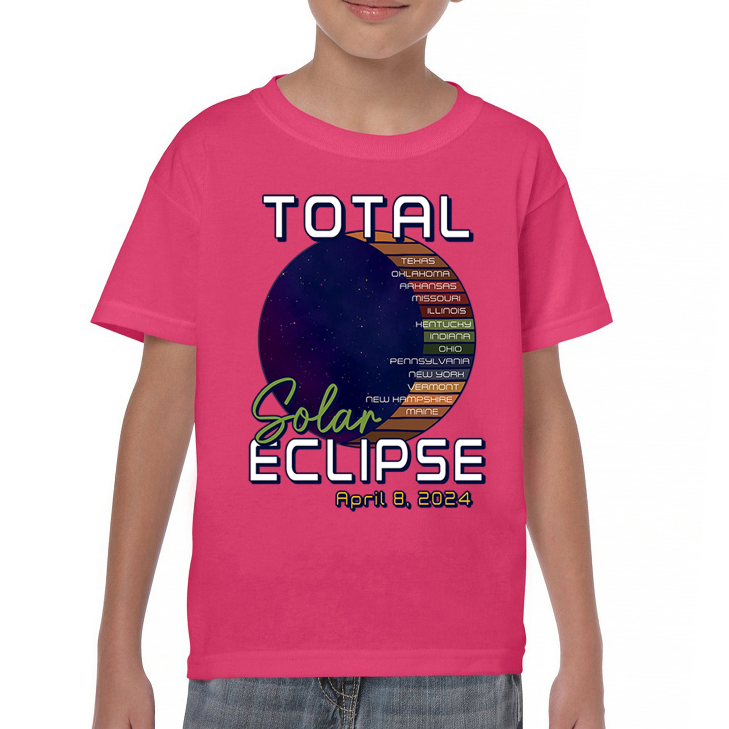 Total Solar Eclipse Path Youth T-shirt April 8 2024 Watch Party Sun Moon Kids - Picture 44 of 50