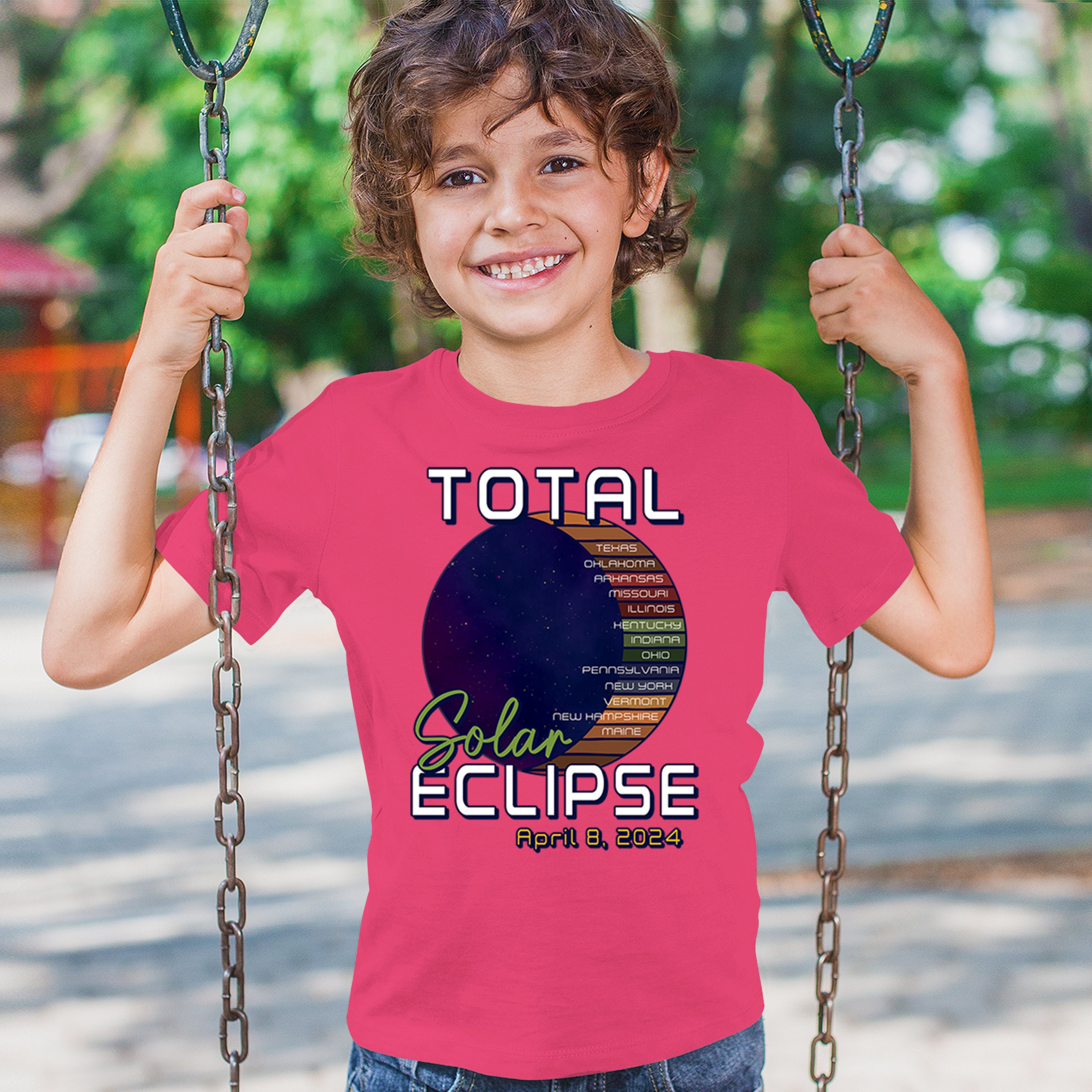 Total Solar Eclipse Path Youth T-shirt April 8 2024 Watch Party Sun Moon Kids - Picture 47 of 50