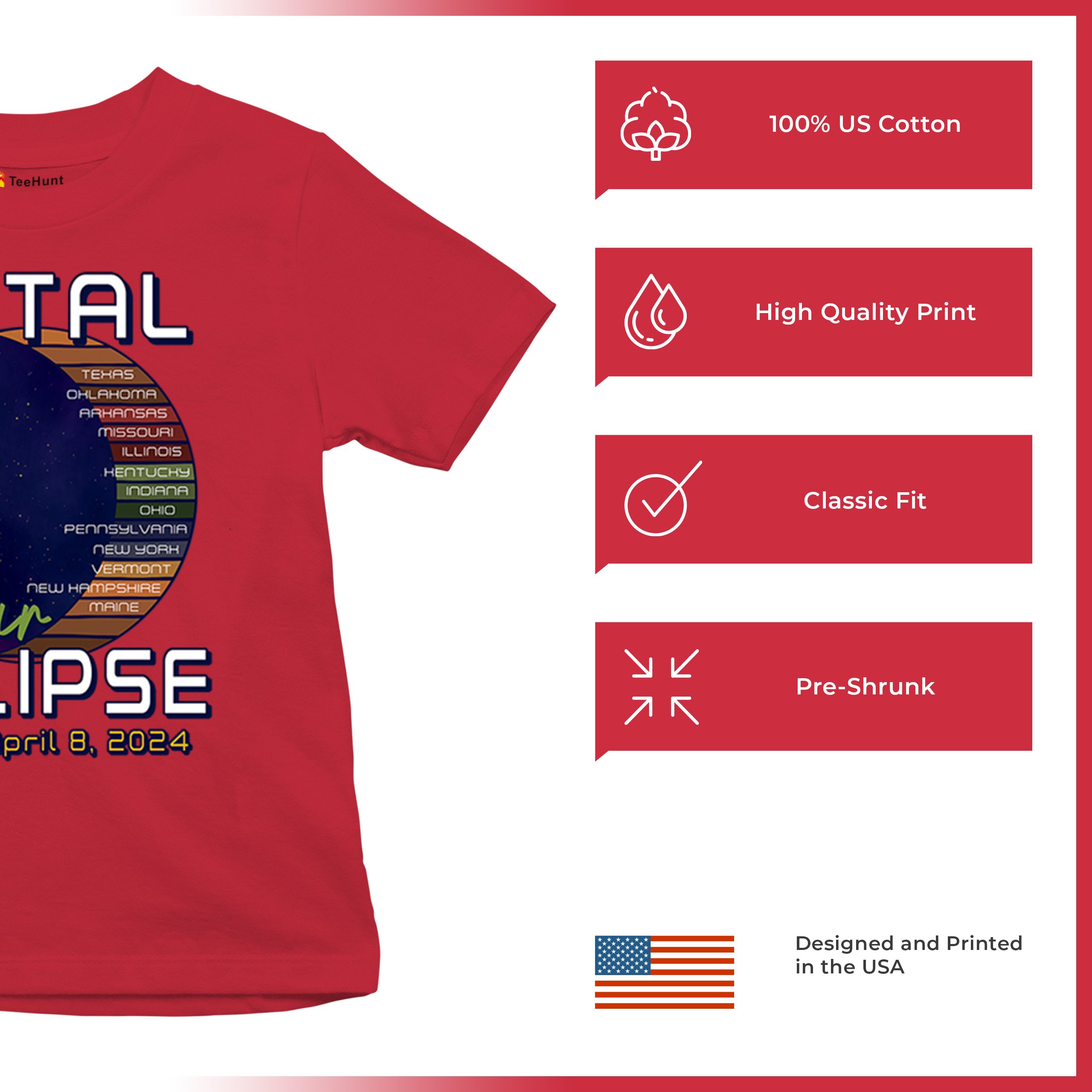 Total Solar Eclipse Path Youth T-shirt April 8 2024 Watch Party Sun Moon Kids - Picture 21 of 50