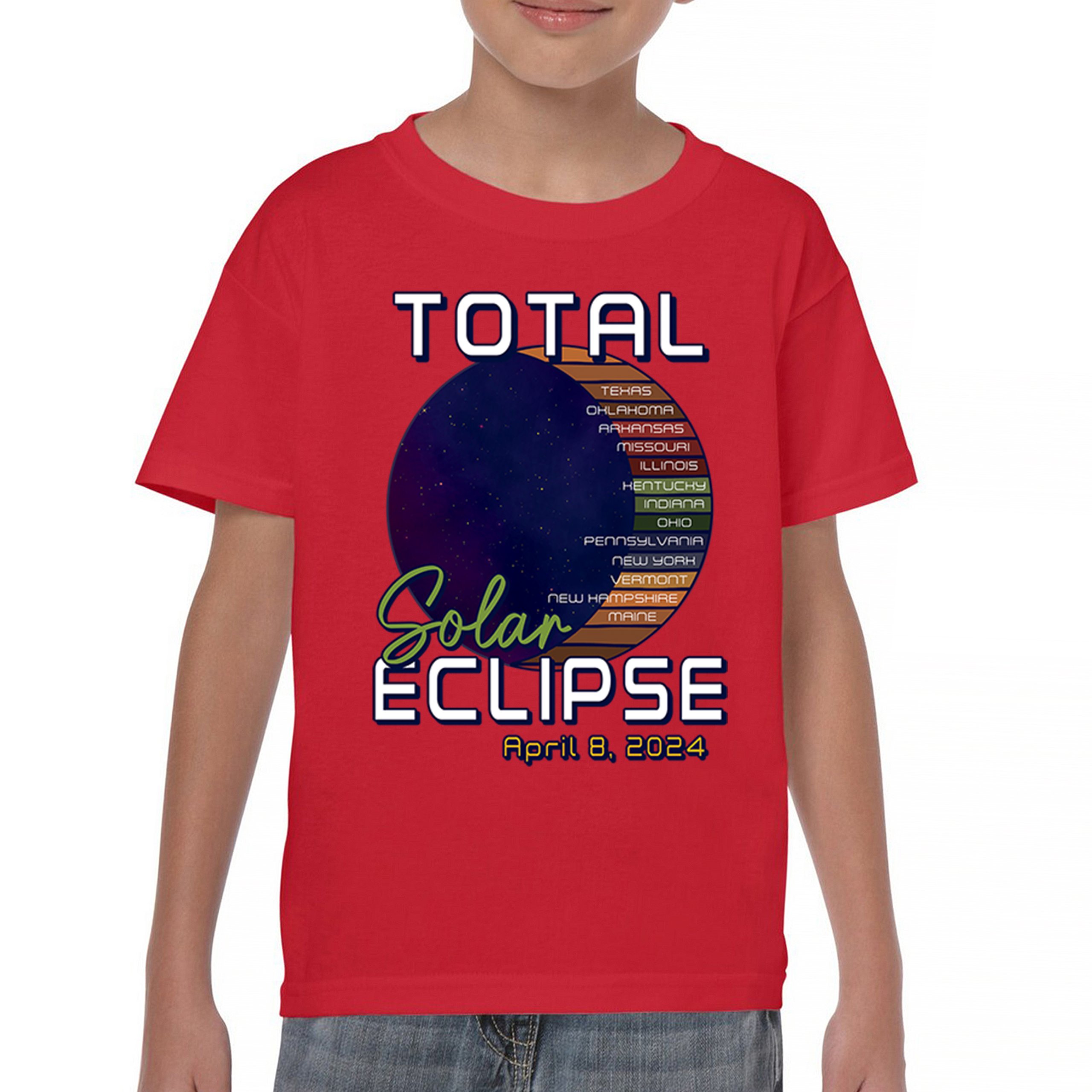Total Solar Eclipse Path Youth T-shirt April 8 2024 Watch Party Sun Moon Kids - Picture 16 of 50