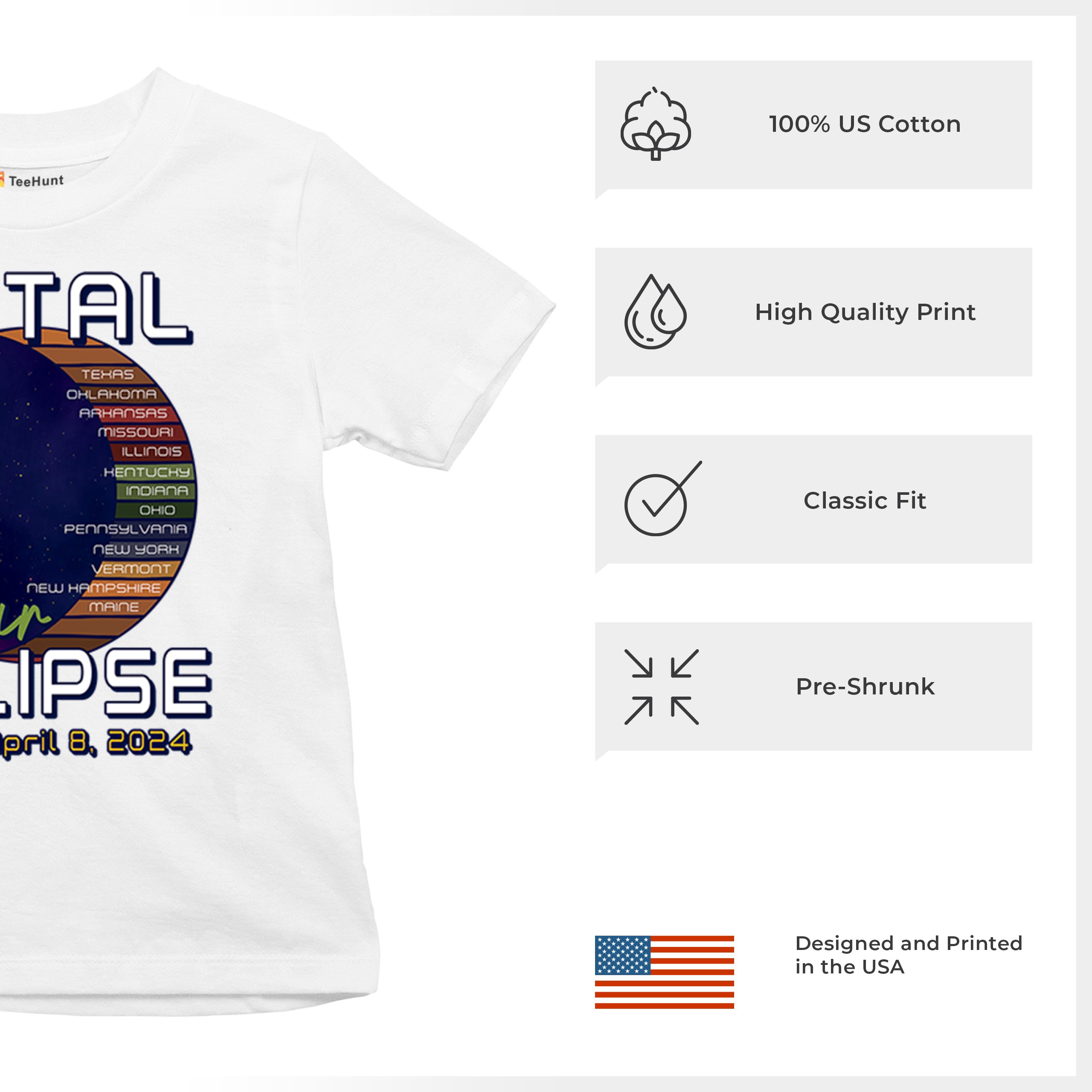 Total Solar Eclipse Path Youth T-shirt April 8 2024 Watch Party Sun Moon Kids - Picture 28 of 50