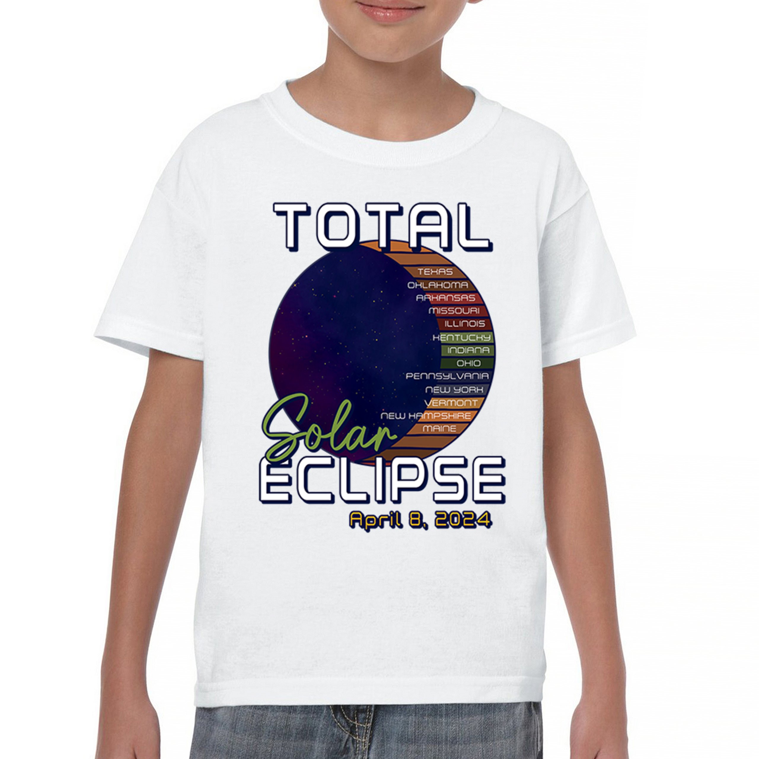 Total Solar Eclipse Path Youth T-shirt April 8 2024 Watch Party Sun Moon Kids - Picture 23 of 50