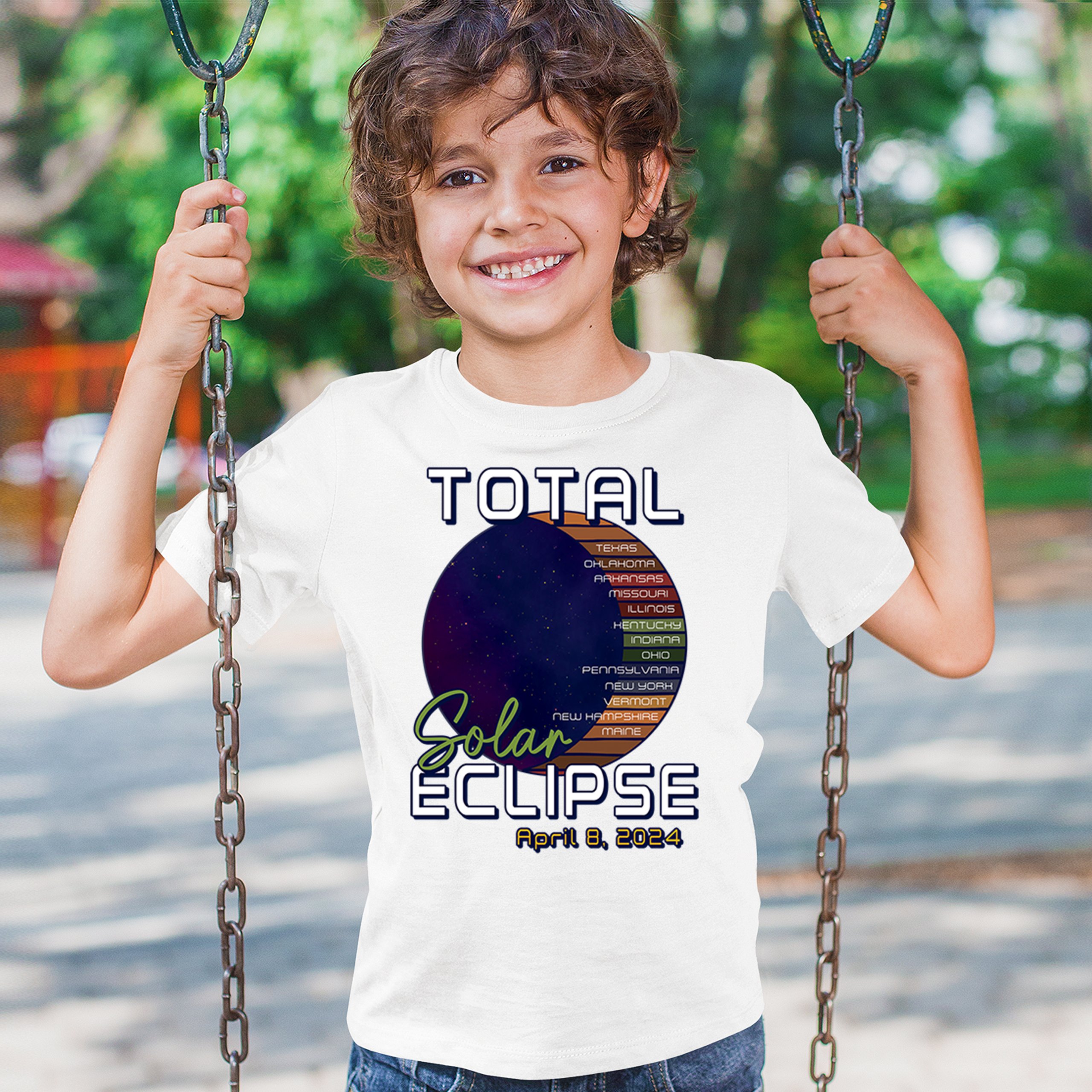 Total Solar Eclipse Path Youth T-shirt April 8 2024 Watch Party Sun Moon Kids - Picture 26 of 50
