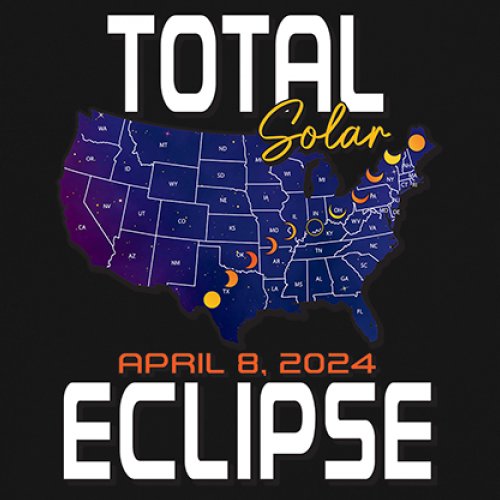 ALTRA T shirt collo a V Total Solar Eclipse Map 8 aprile 2024 orologio festa sole luna maglietta
