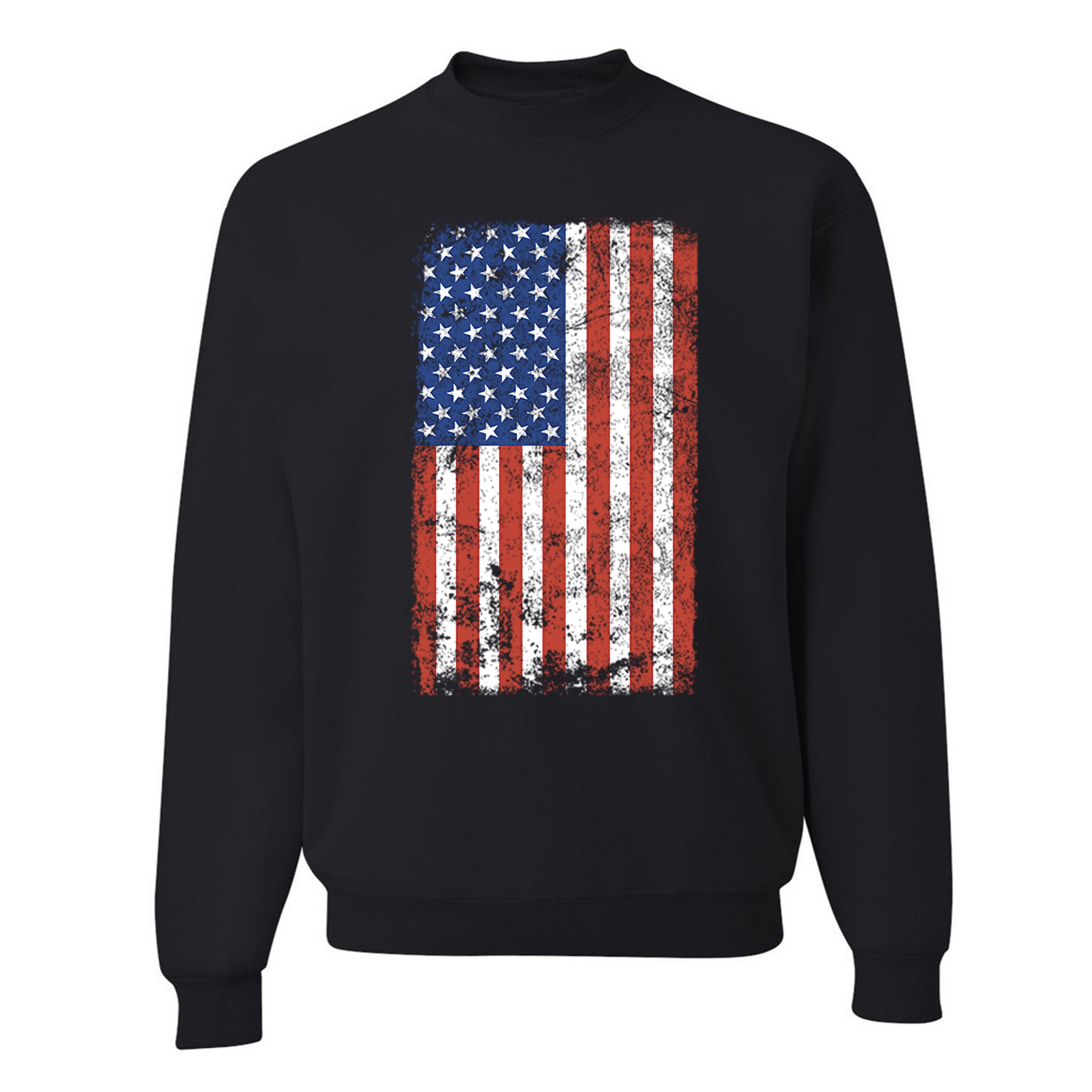 Distressed Grunge American Flag Sweatshirt Vintage 4th of July USA Crewneck - Picture 3 of 26