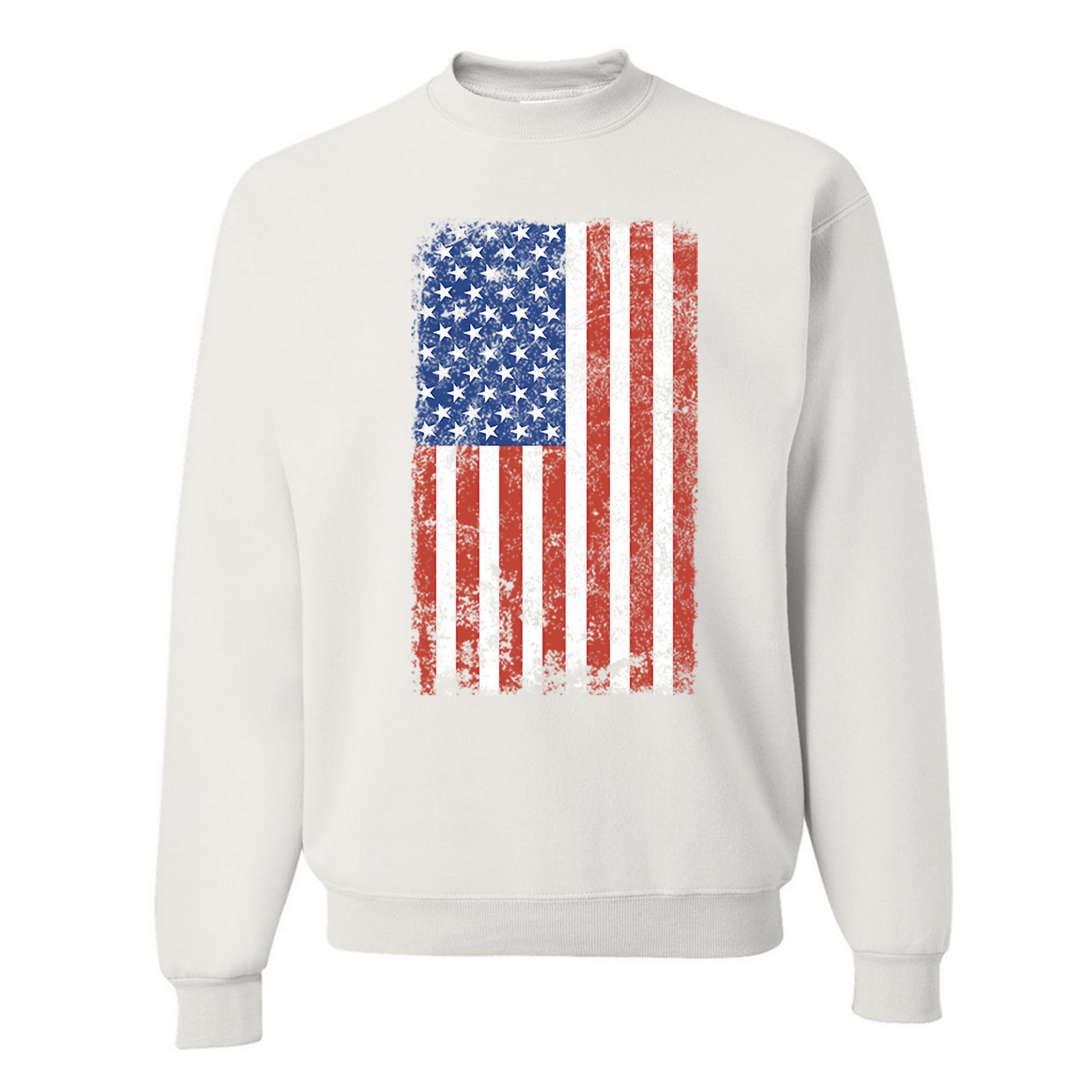 Distressed Grunge American Flag Sweatshirt Vintage 4th of July USA Crewneck - Picture 13 of 26