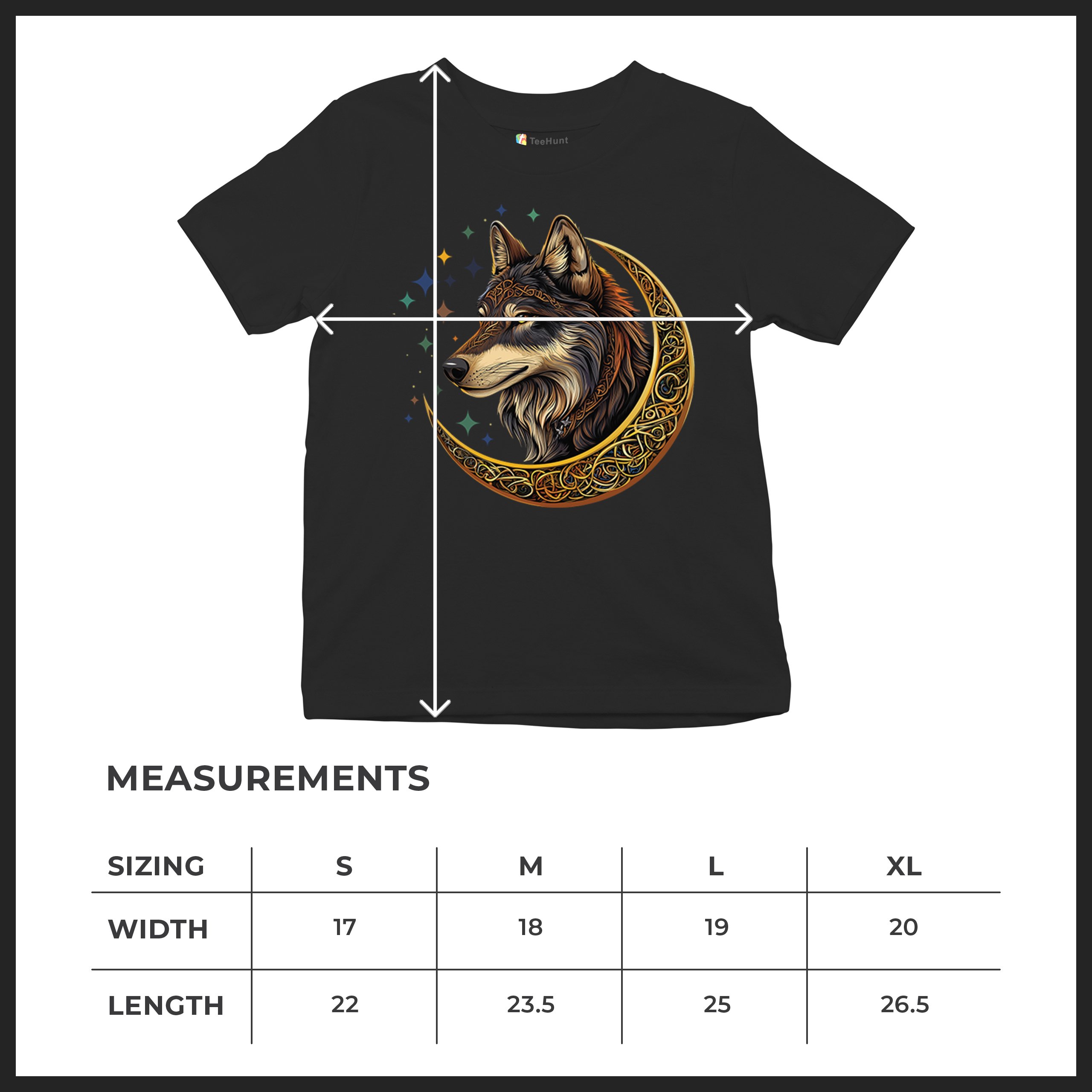 Celtic Moon Wolf Youth T-shirt Mystical Forest Guardian Spiritual Nature Kids - Picture 8 of 50