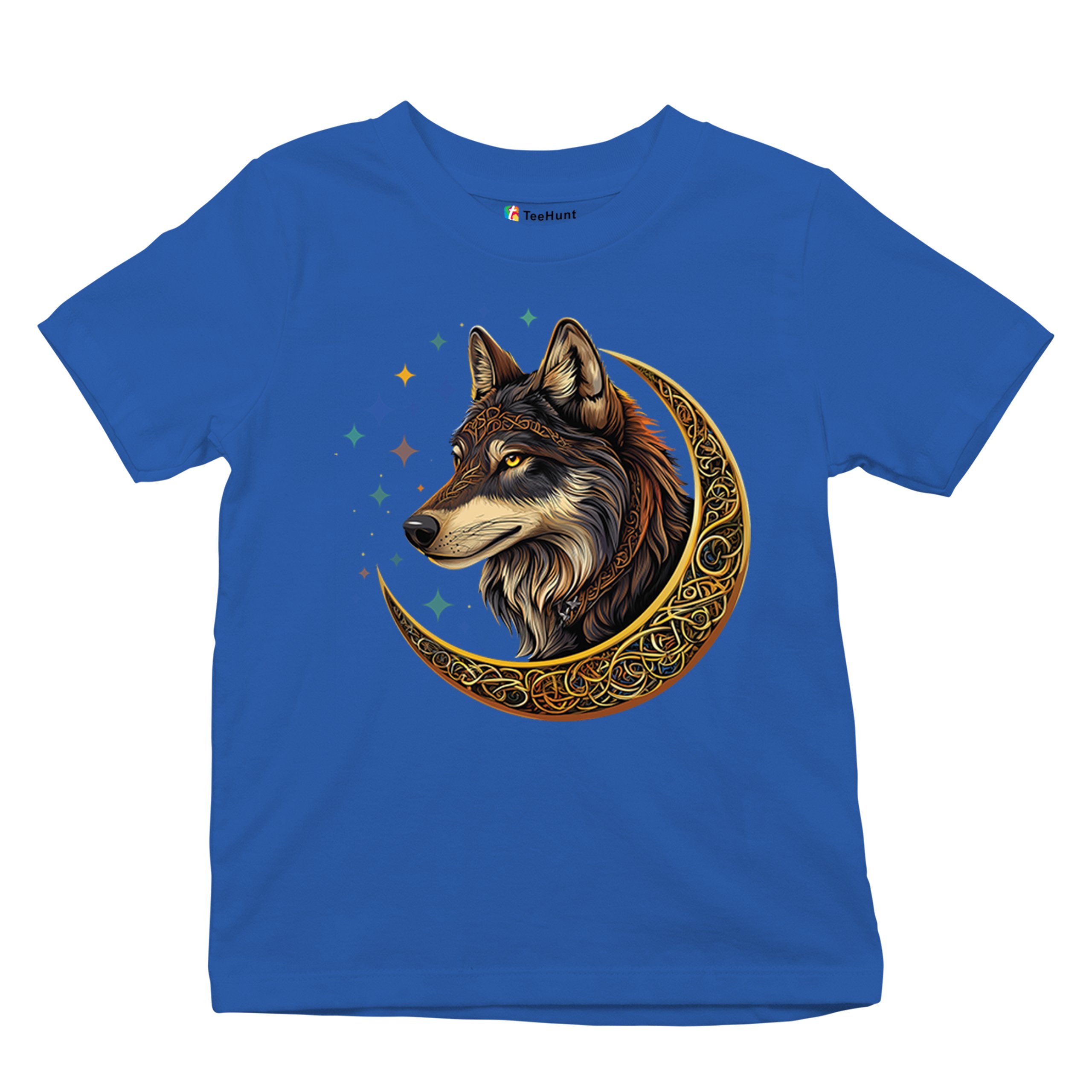 Celtic Moon Wolf Youth T-shirt Mystical Forest Guardian Spiritual Nature Kids - Picture 41 of 50