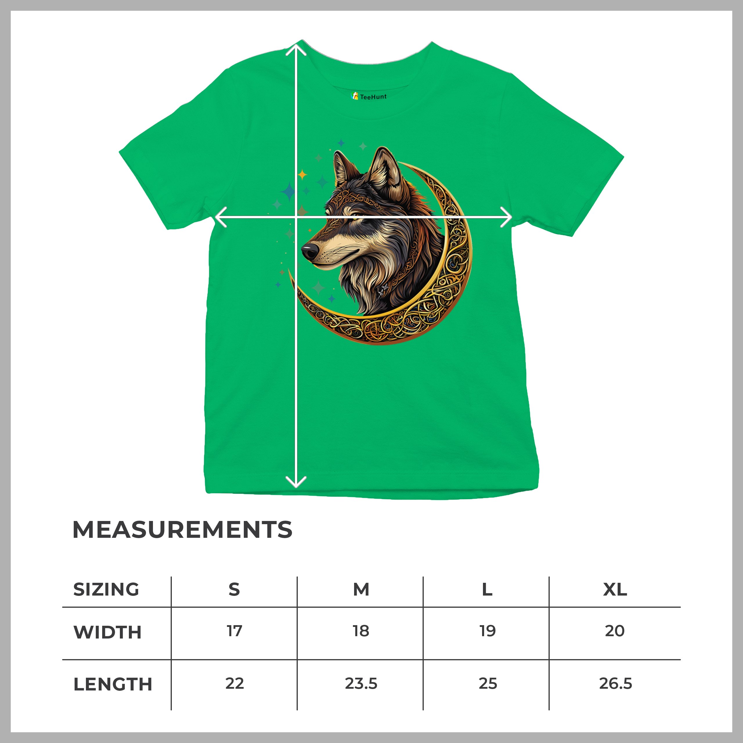 Celtic Moon Wolf Youth T-shirt Mystical Forest Guardian Spiritual Nature Kids - Picture 36 of 50