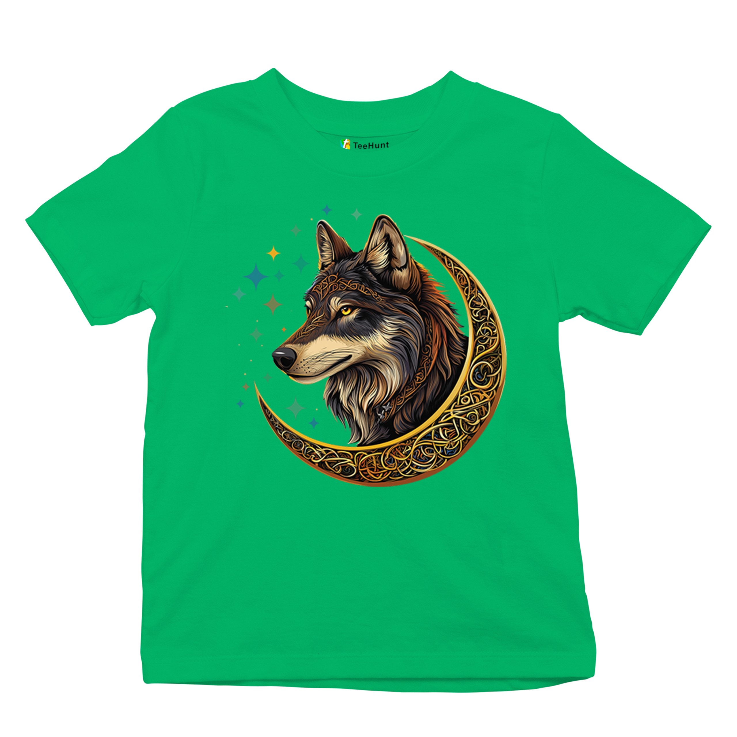 Celtic Moon Wolf Youth T-shirt Mystical Forest Guardian Spiritual Nature Kids - Picture 34 of 50