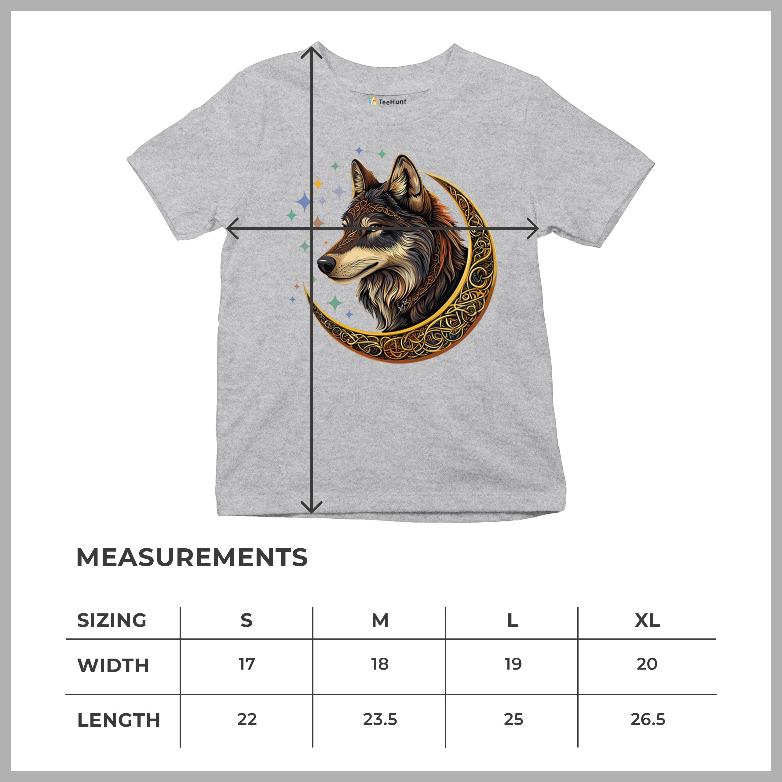 Celtic Moon Wolf Youth T-shirt Mystical Forest Guardian Spiritual Nature Kids - Picture 15 of 50