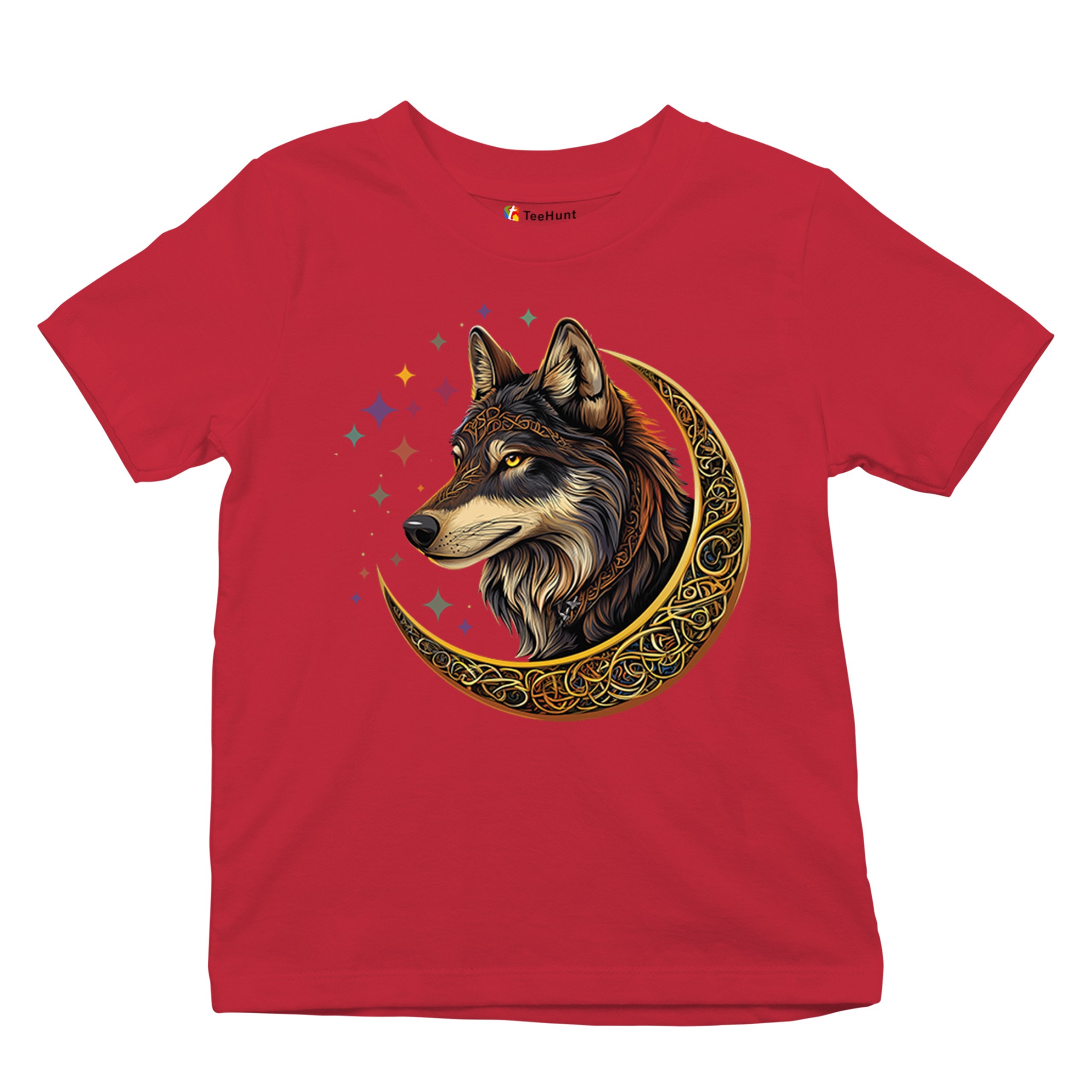 Celtic Moon Wolf Youth T-shirt Mystical Forest Guardian Spiritual Nature Kids - Picture 20 of 50