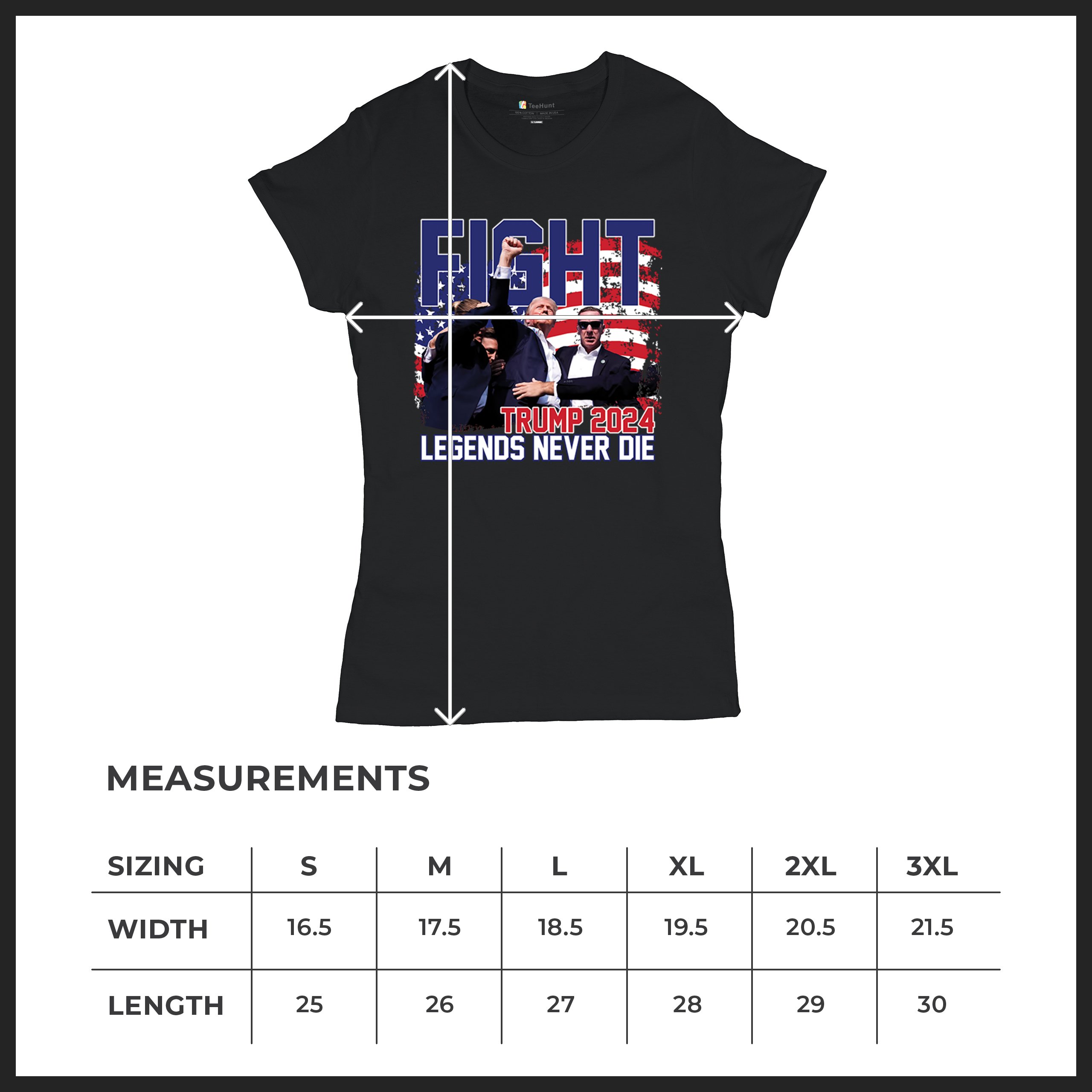 Trump 2024 Legends Never Die T-Shirt MAGA America First President Women's Tee - Picture 8 of 50