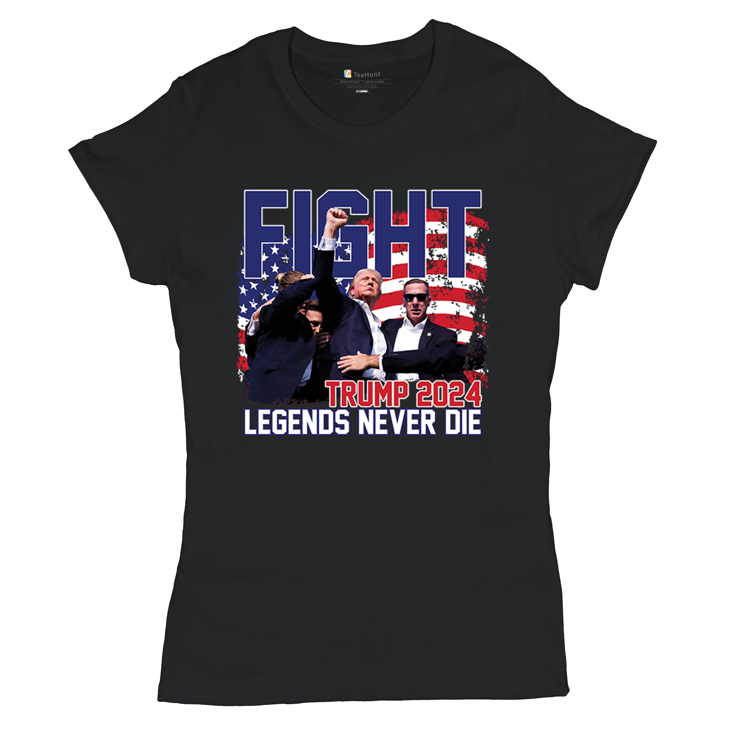 Trump 2024 Legends Never Die T-Shirt MAGA America First President Women's Tee - Picture 6 of 50