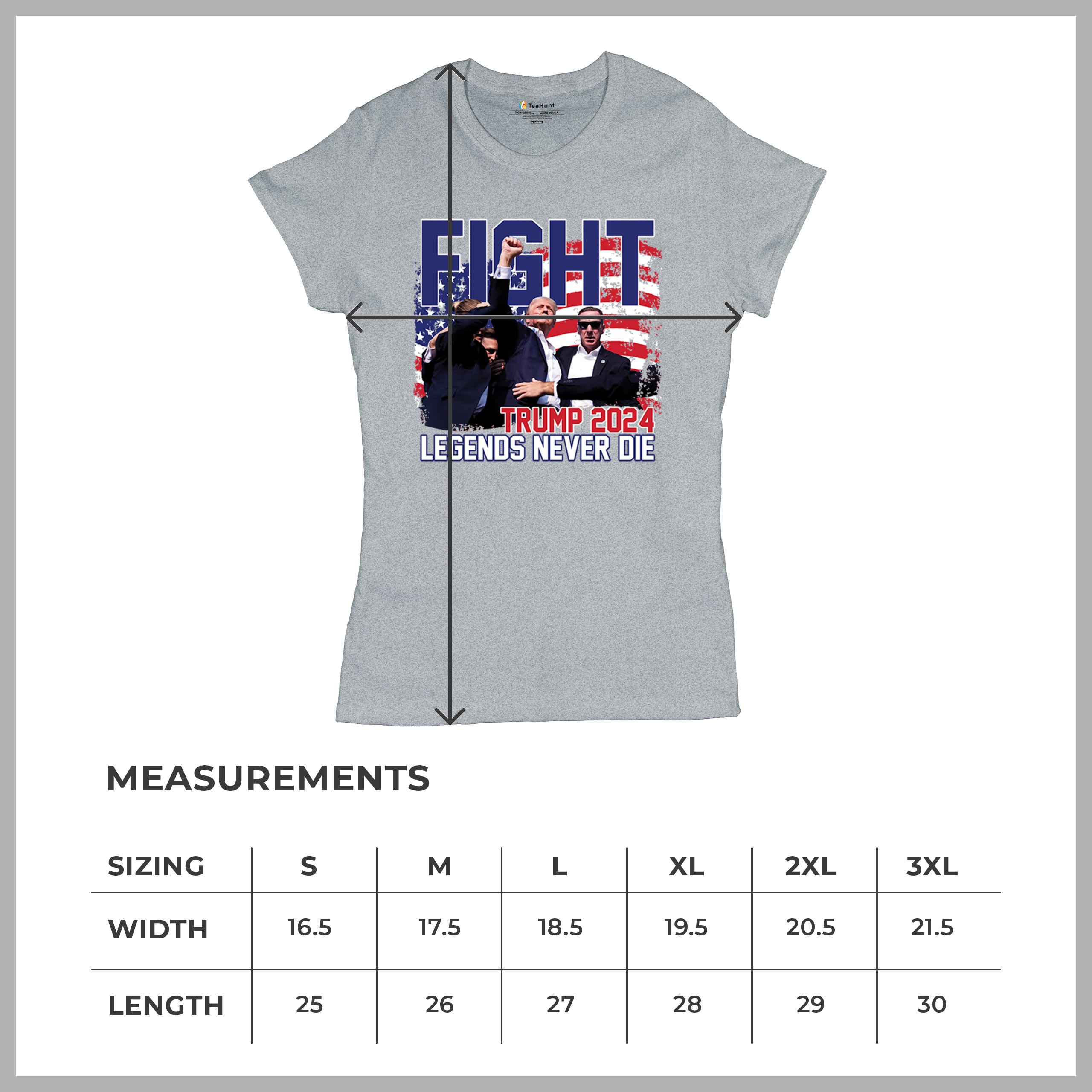 Trump 2024 Legends Never Die T-Shirt MAGA America First President Women's Tee - Picture 15 of 50