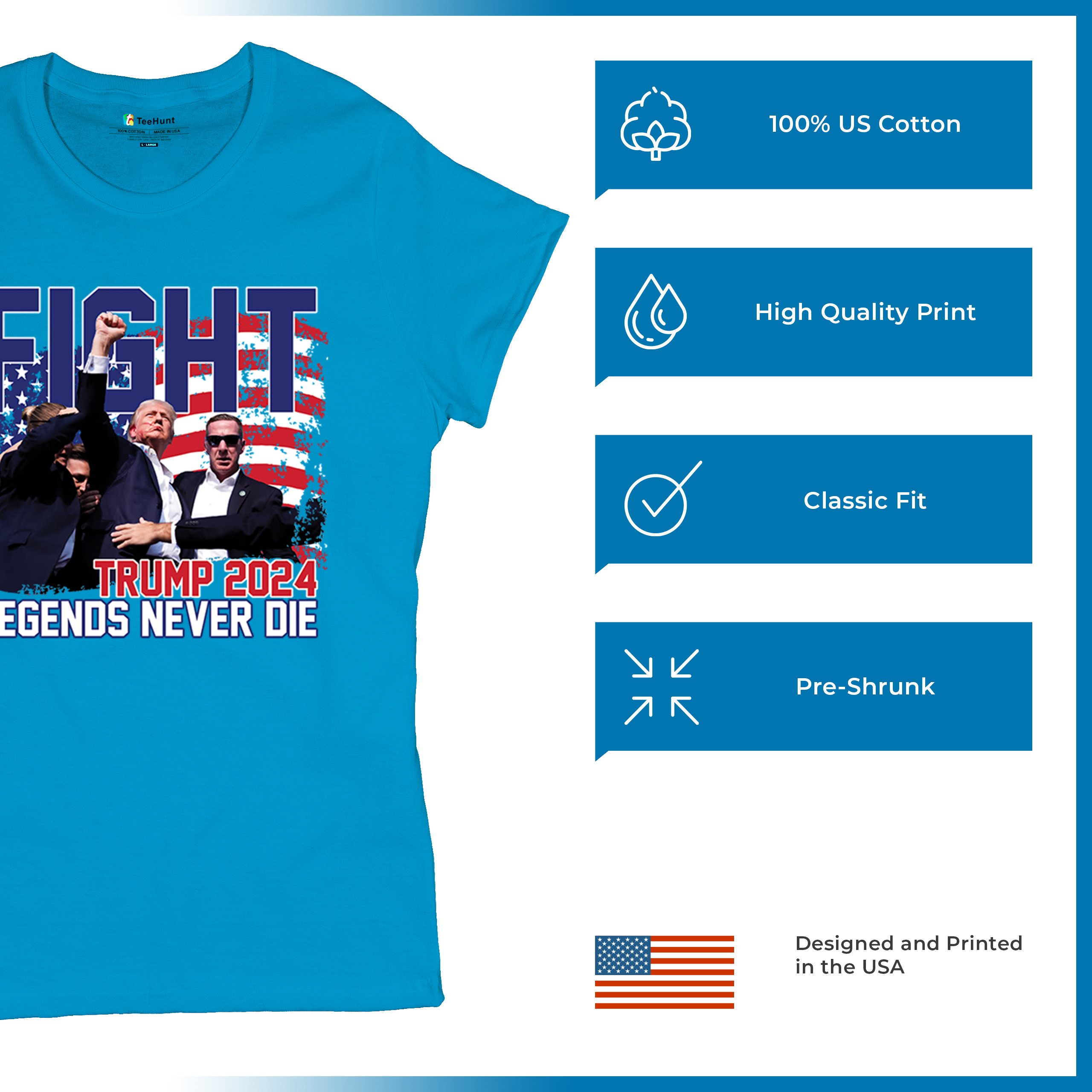 Trump 2024 Legends Never Die T-Shirt MAGA America First President Women's Tee - Picture 42 of 50