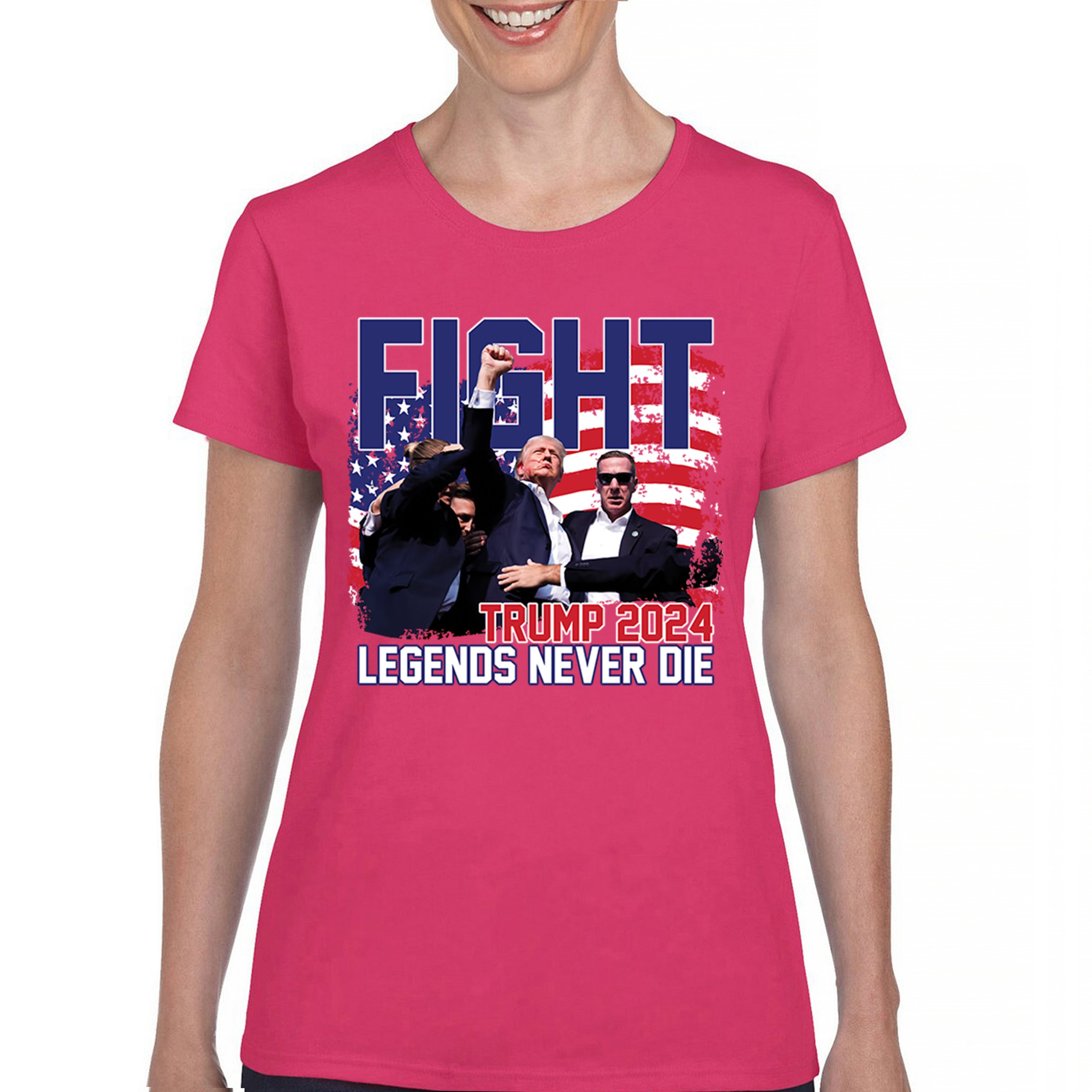 Trump 2024 Legends Never Die T-Shirt MAGA America First President Women's Tee - Picture 44 of 50