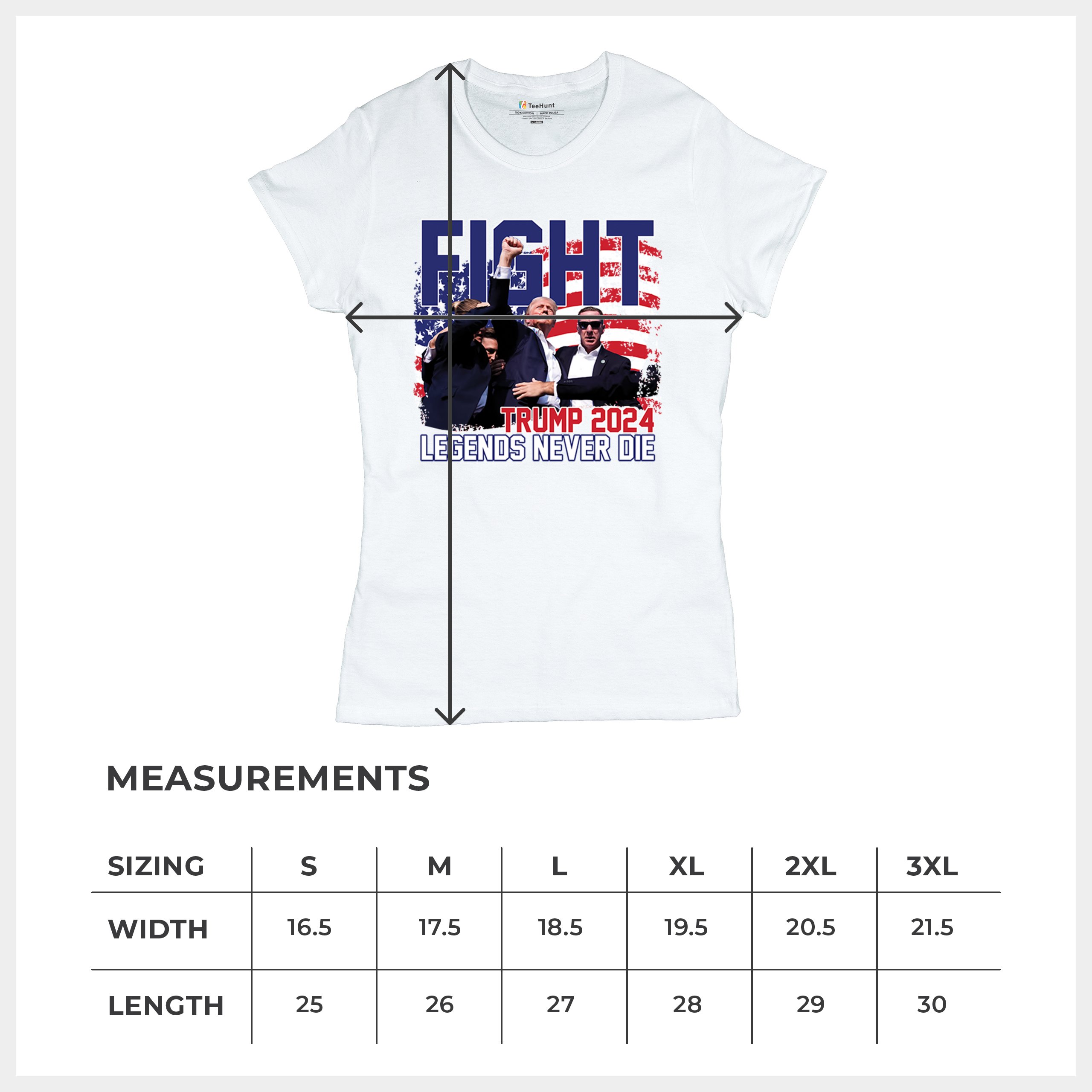 Trump 2024 Legends Never Die T-Shirt MAGA America First President Women's Tee - Picture 29 of 50