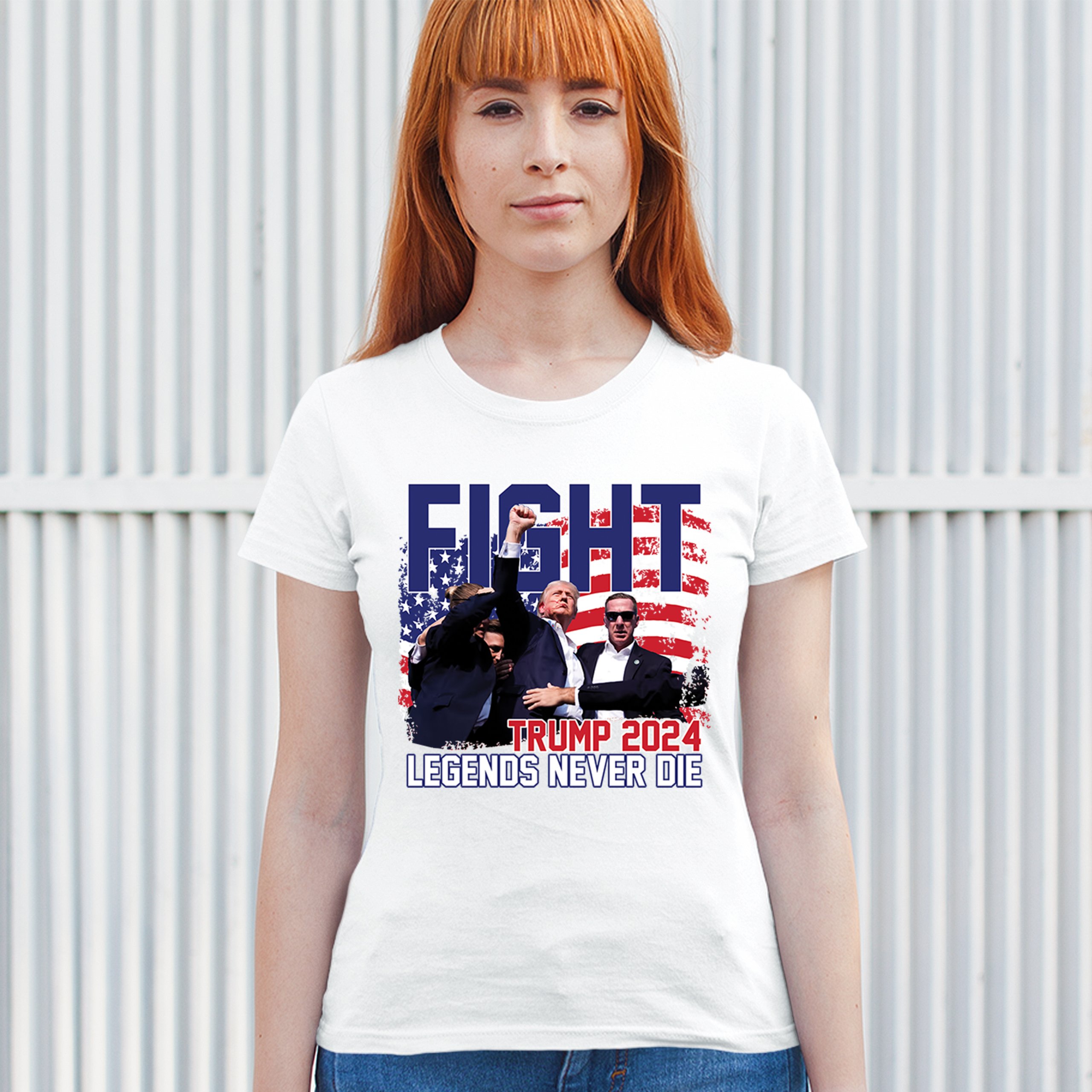 Trump 2024 Legends Never Die T-Shirt MAGA America First President Women's Tee - Picture 26 of 50