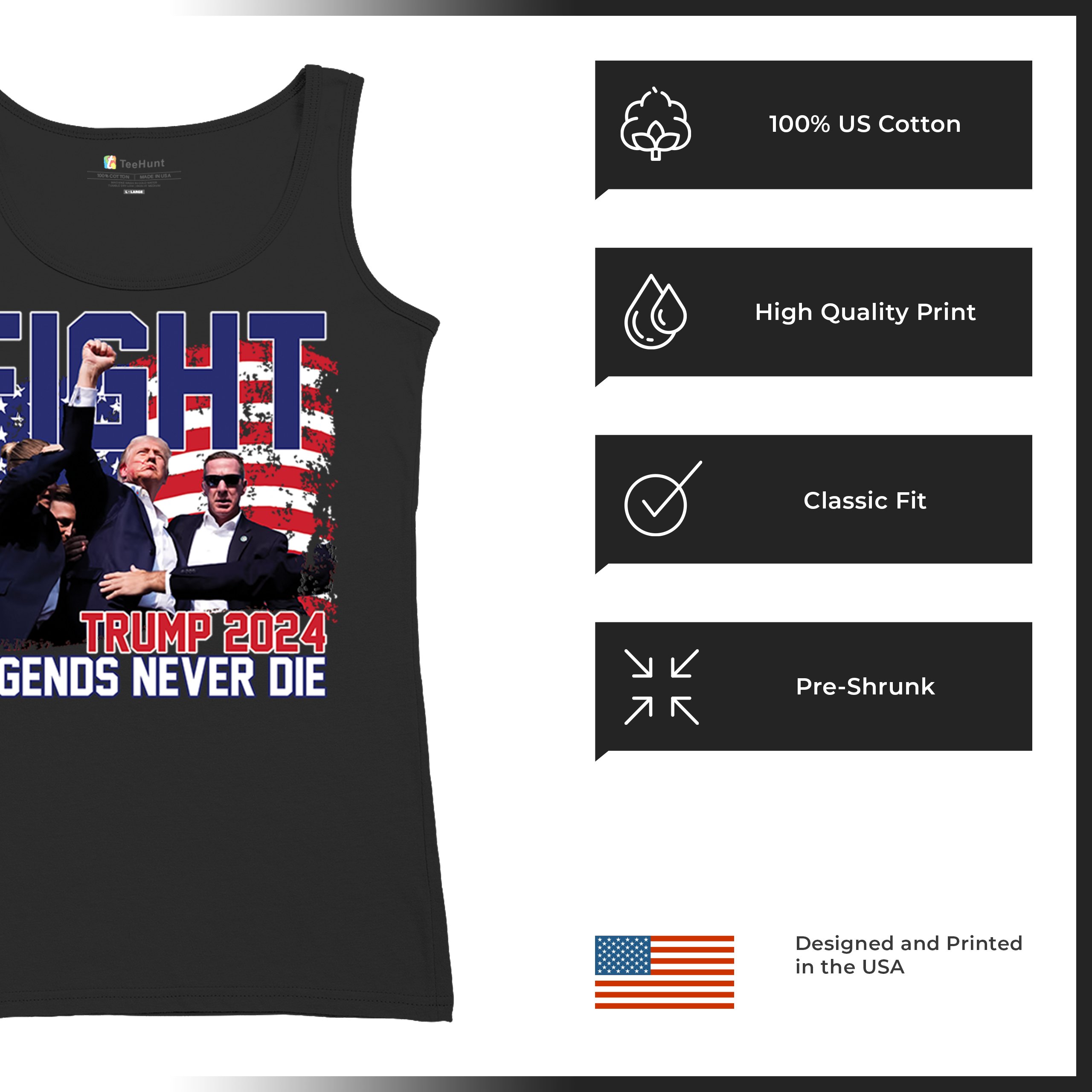 Trump 2024 Legends Never Die Women's Tank Top MAGA America First President - Picture 7 of 36