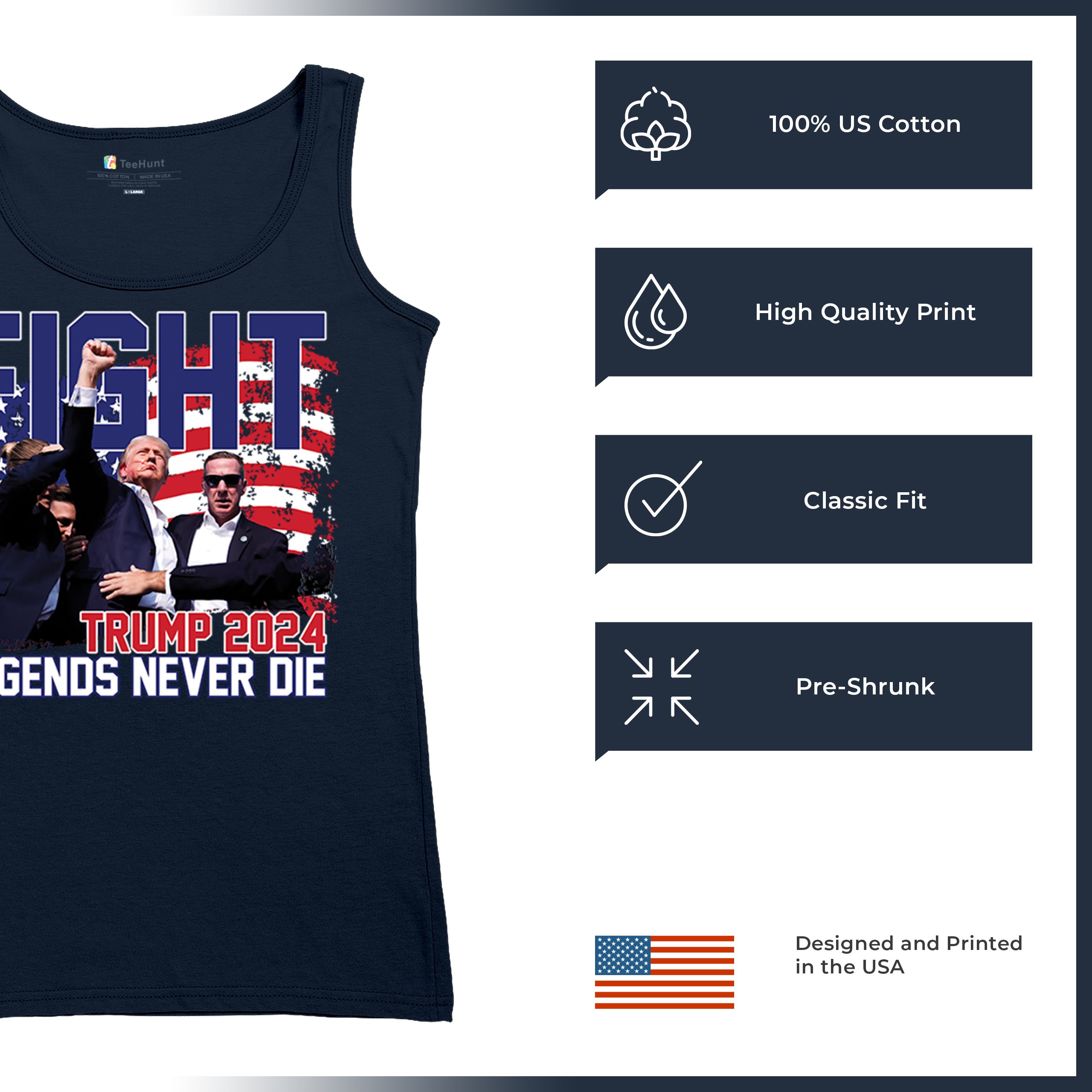 Trump 2024 Legends Never Die Women's Tank Top MAGA America First President - Picture 28 of 36