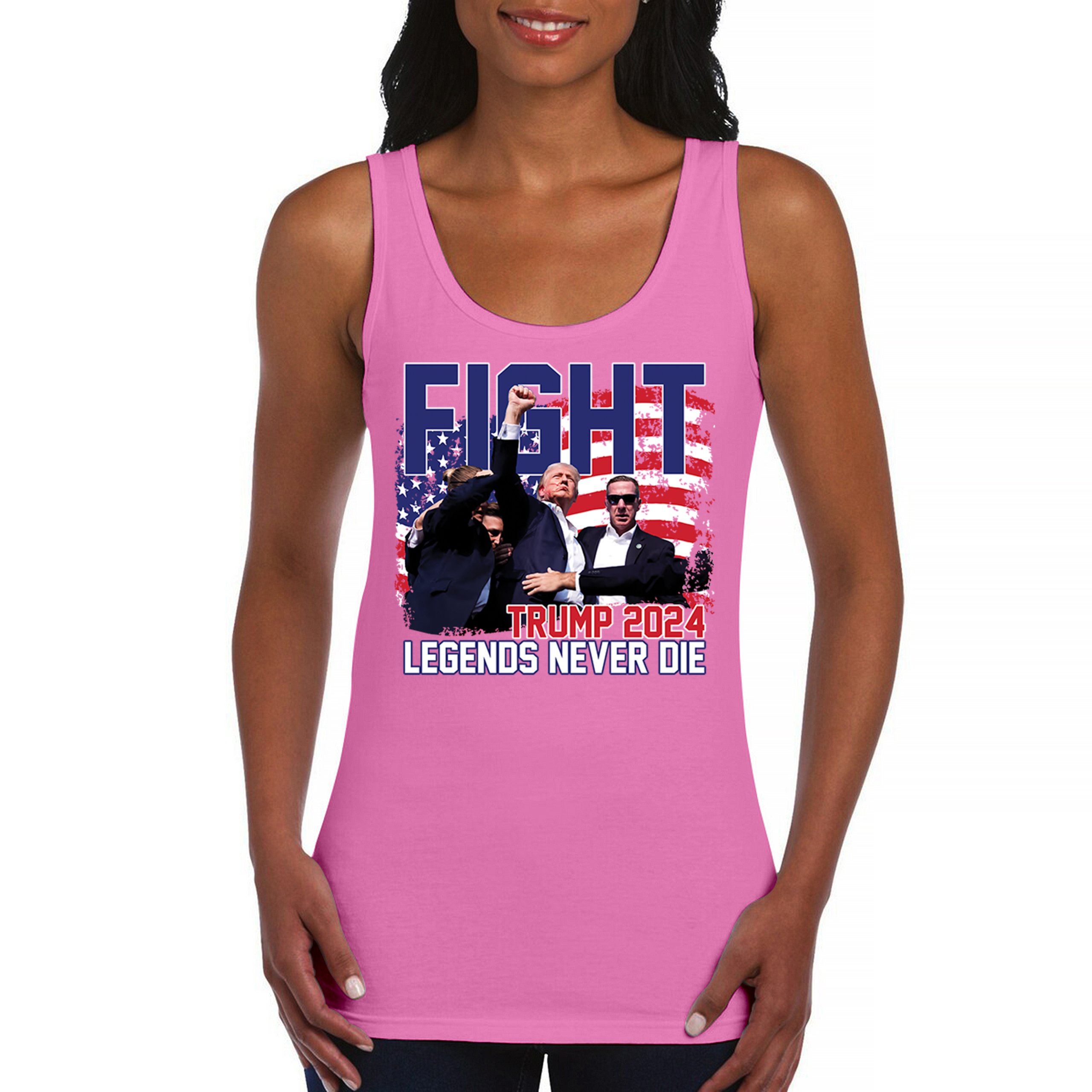 Trump 2024 Legends Never Die Women's Tank Top MAGA America First President - Picture 30 of 36