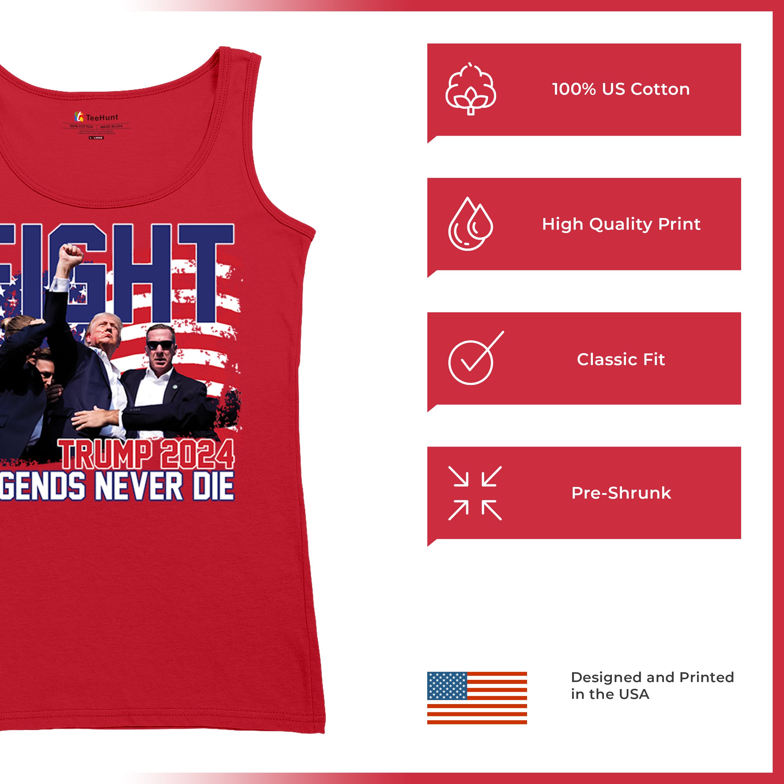 Trump 2024 Legends Never Die Women's Tank Top MAGA America First President - Picture 14 of 36