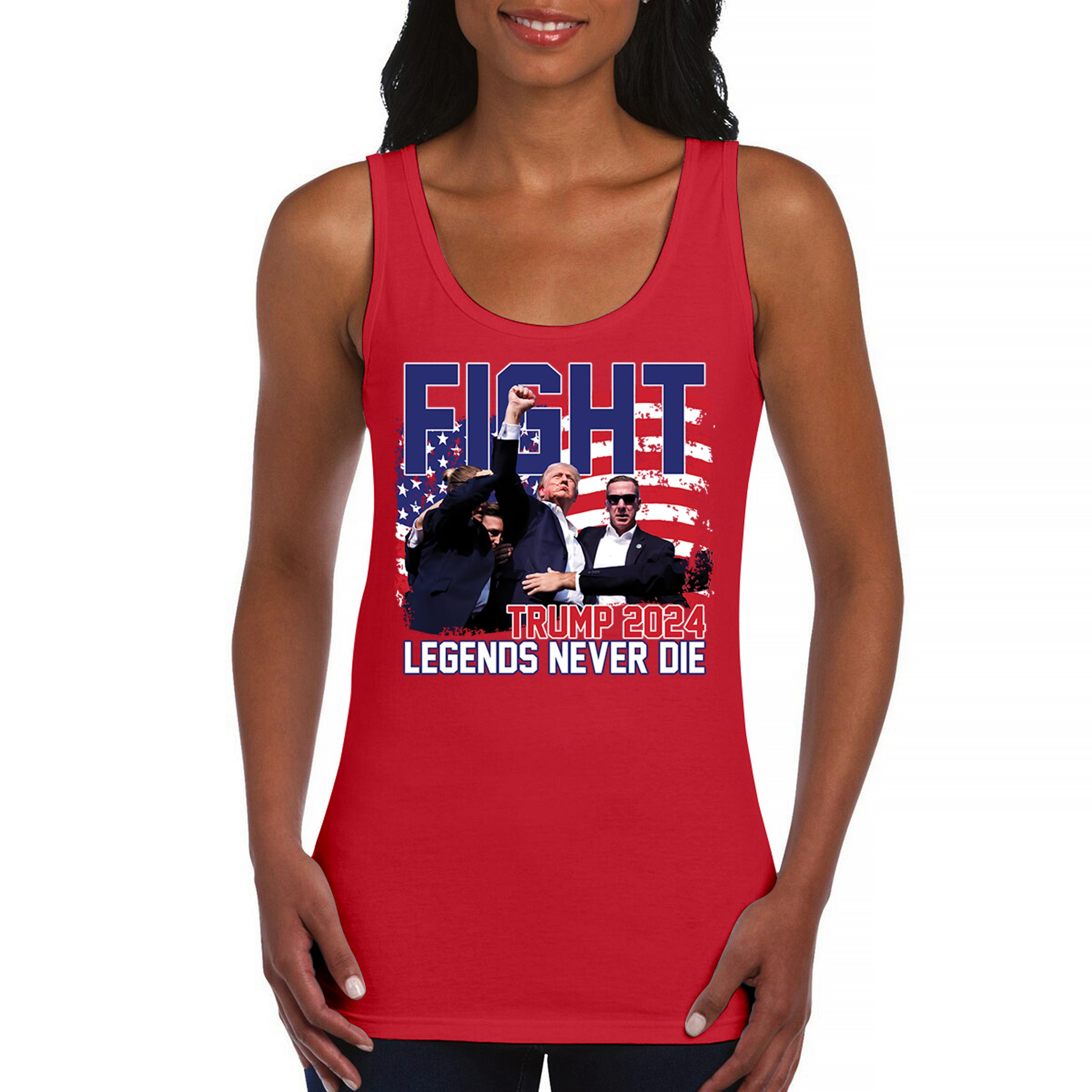 Trump 2024 Legends Never Die Women's Tank Top MAGA America First President - Picture 9 of 36