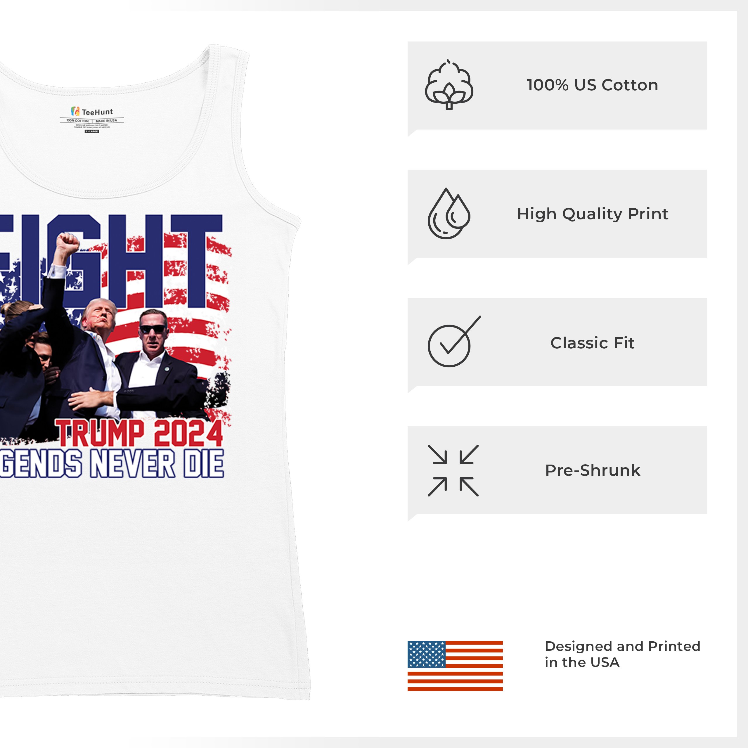 Trump 2024 Legends Never Die Women's Tank Top MAGA America First President - Picture 21 of 36