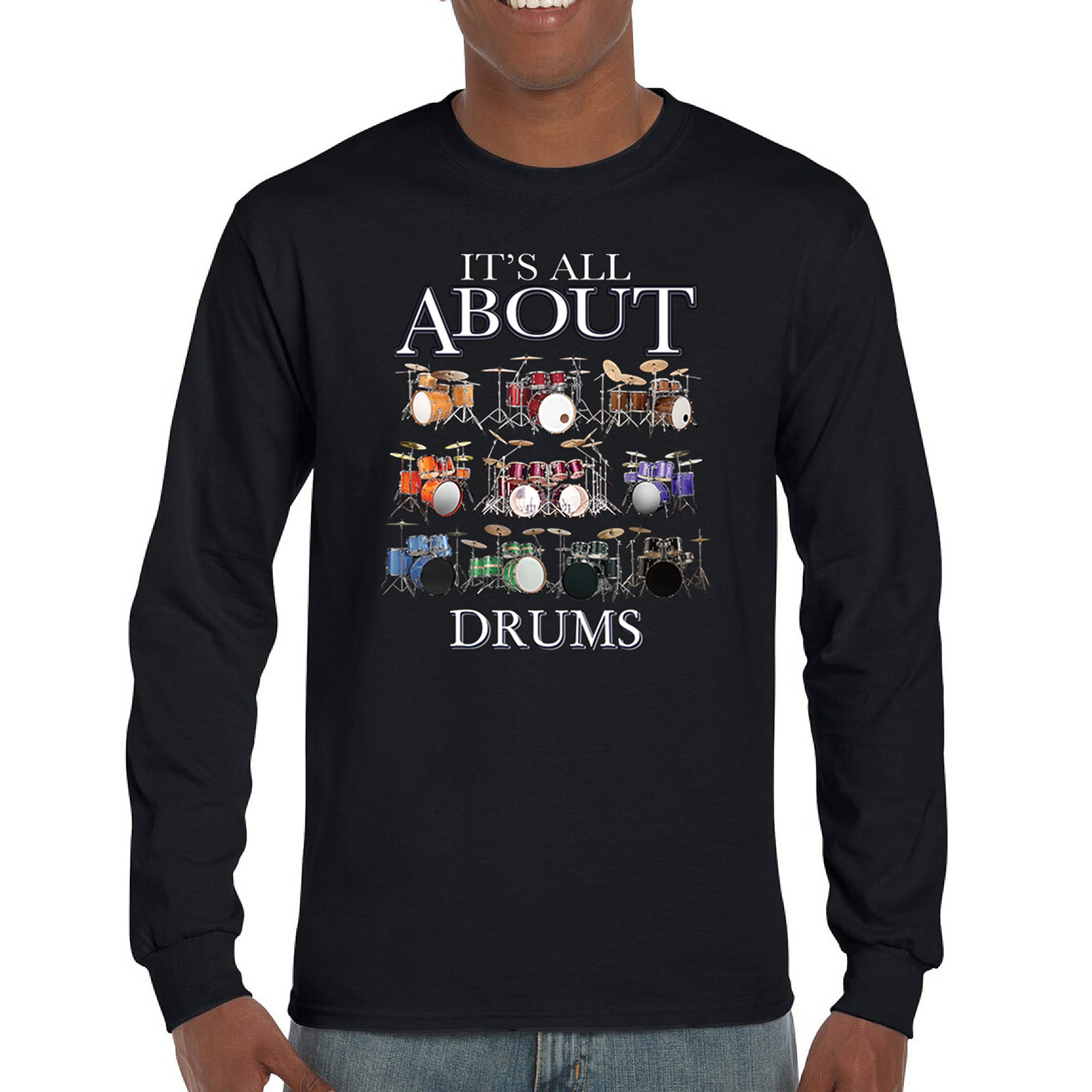 All About Drums Long Sleeve T-shirt Colorful Funny Drummer Music Festival Party