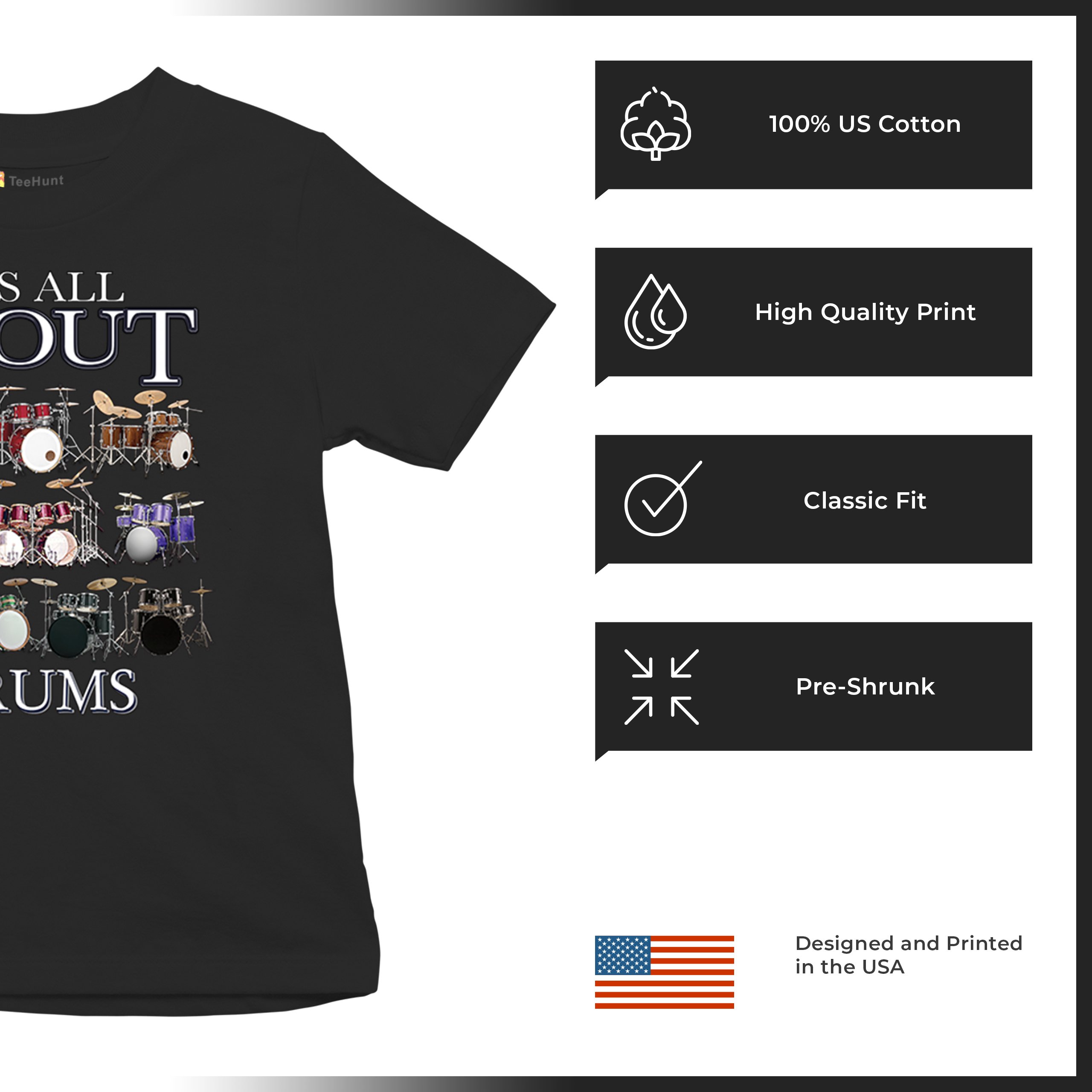 All About Drums Youth T-shirt Colorful Funny Drummer Music Festival Party Kids - Picture 7 of 50