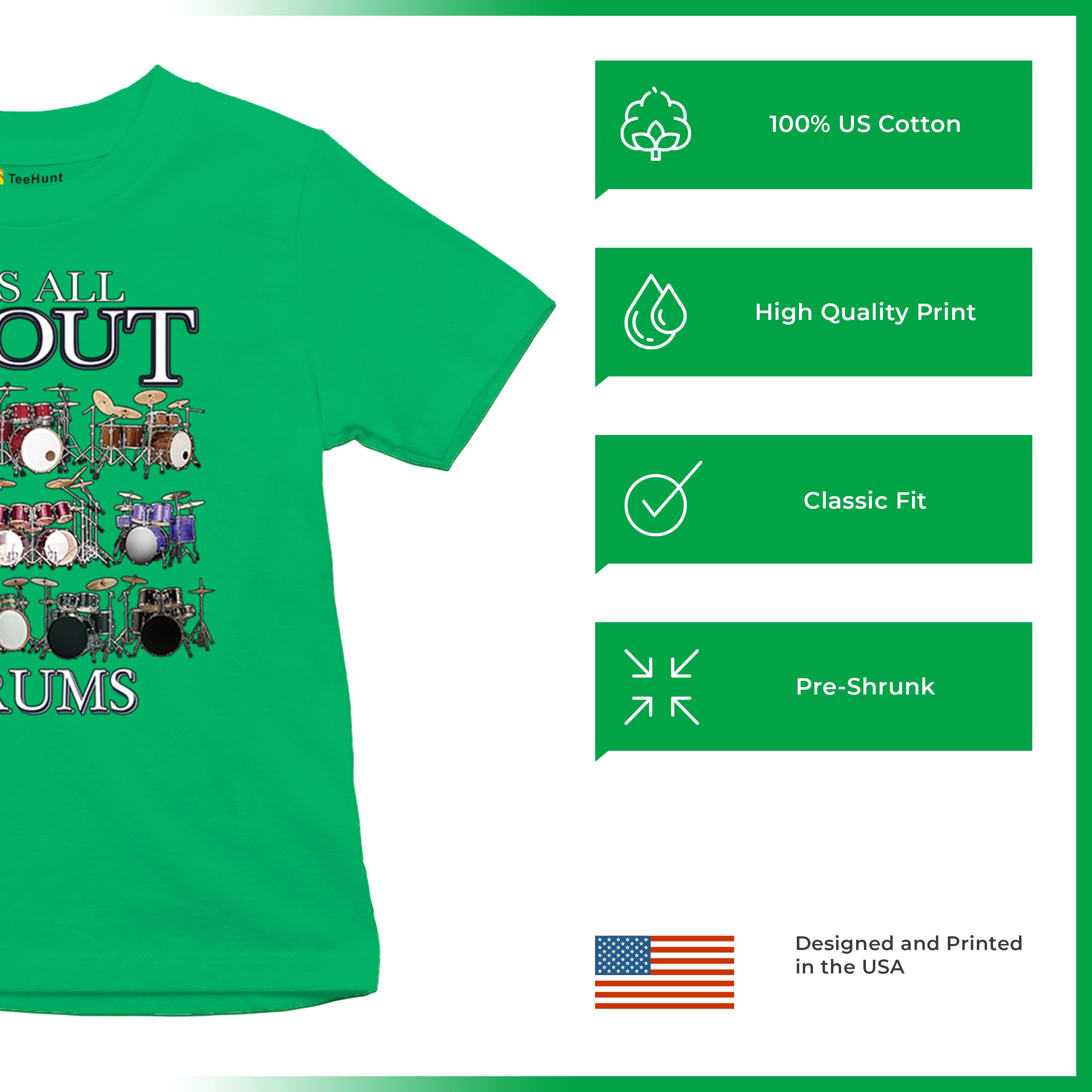 All About Drums Youth T-shirt Colorful Funny Drummer Music Festival Party Kids - Picture 35 of 50