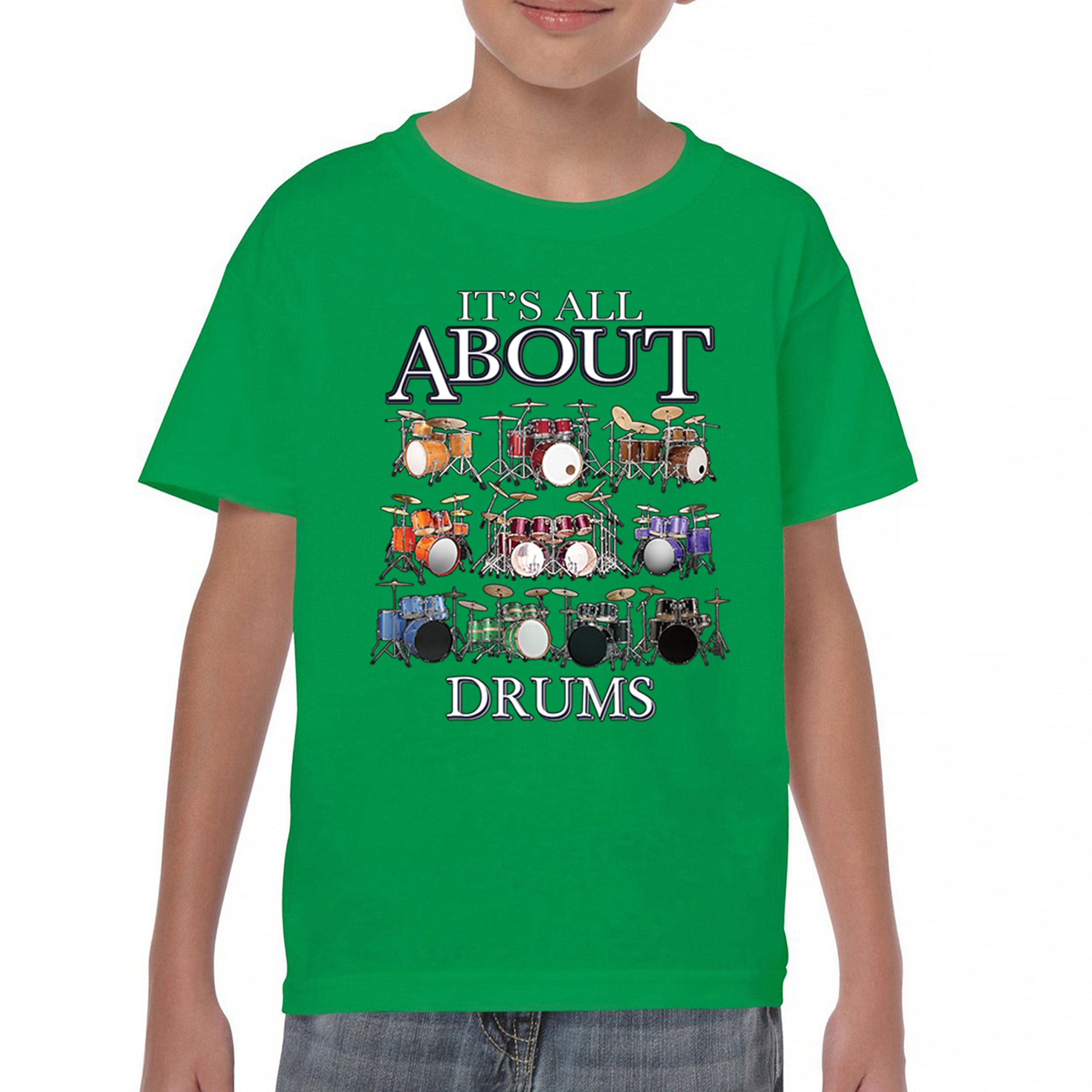 All About Drums Youth T-shirt Colorful Funny Drummer Music Festival Party Kids - Picture 30 of 50