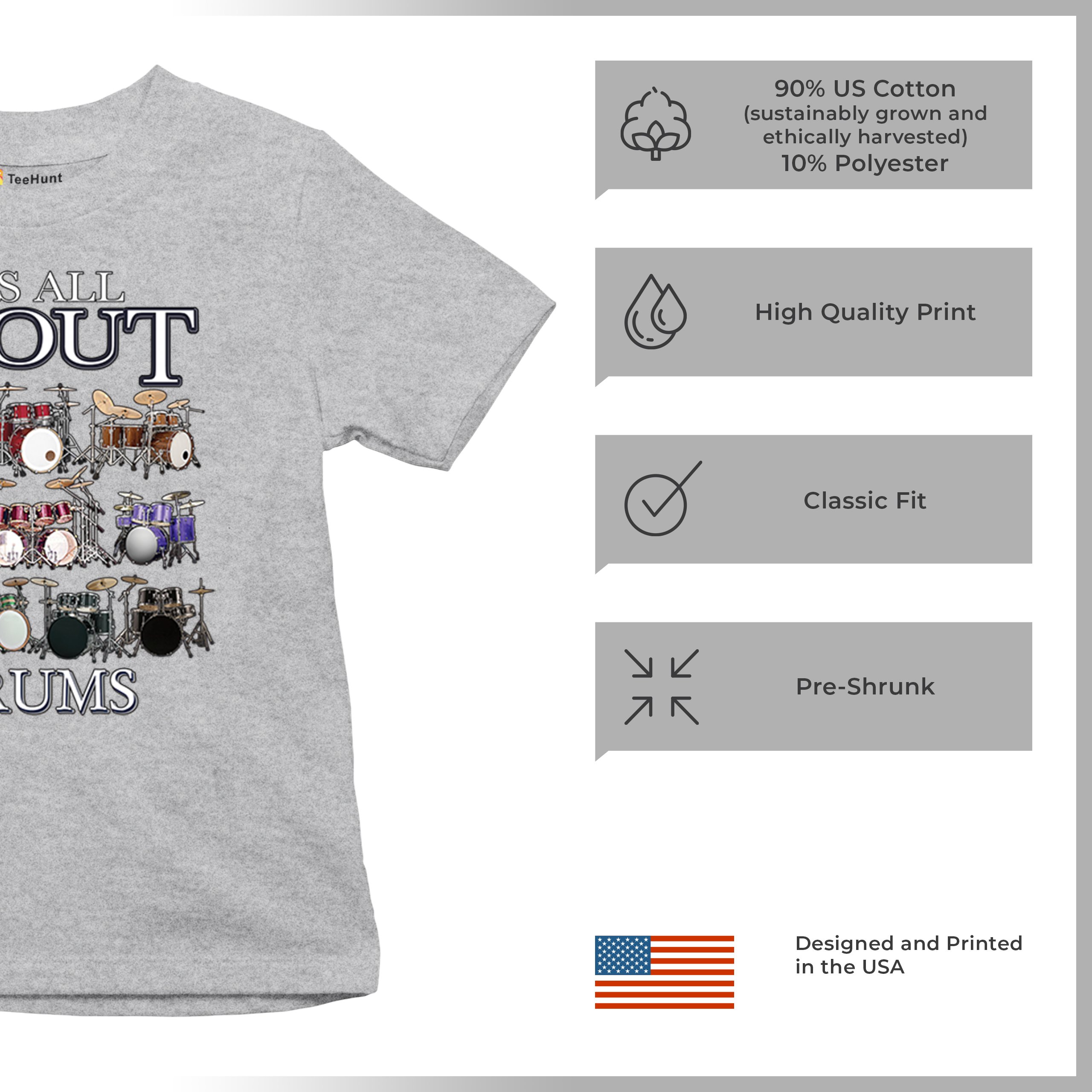 All About Drums Youth T-shirt Colorful Funny Drummer Music Festival Party Kids - Picture 14 of 50