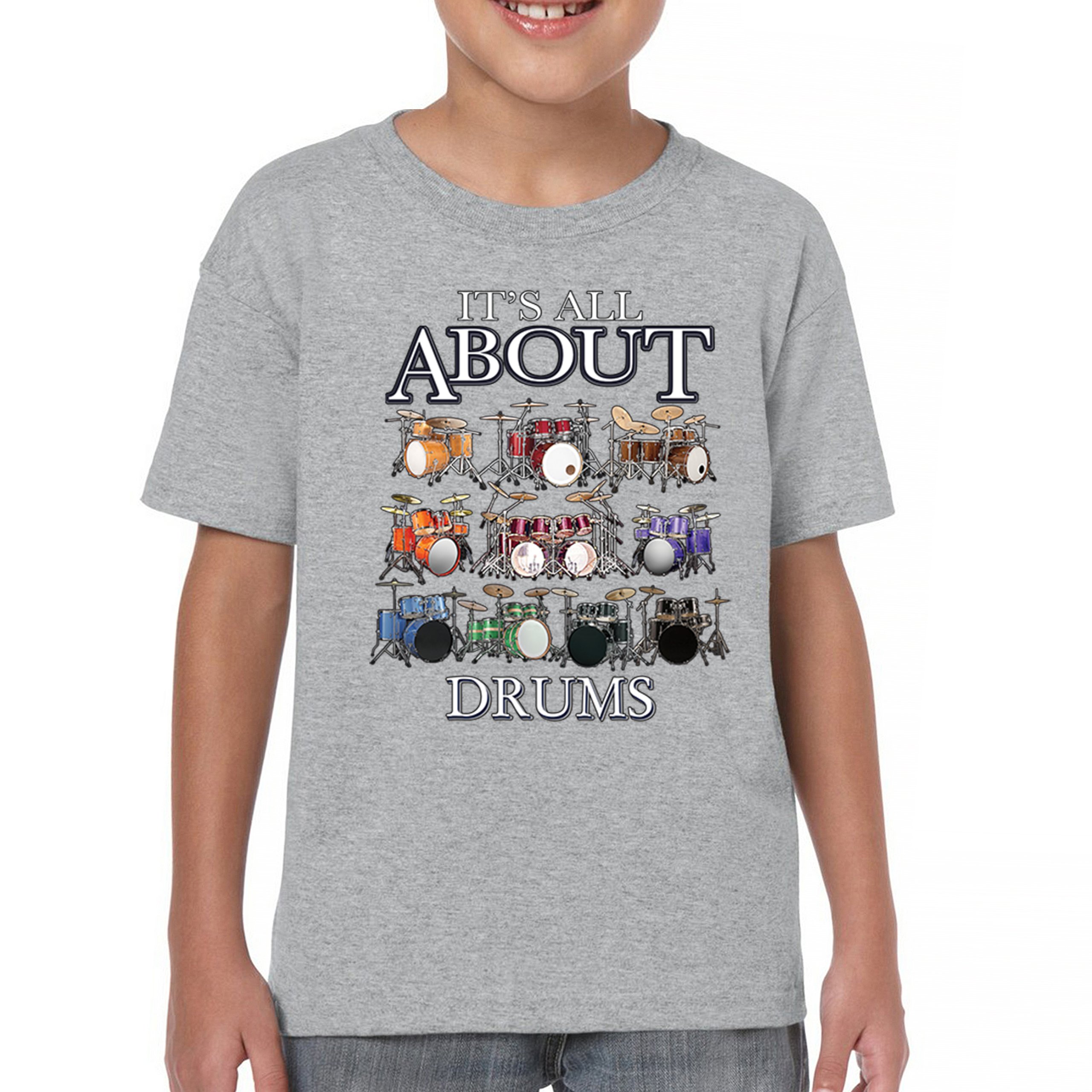 All About Drums Youth T-shirt Colorful Funny Drummer Music Festival Party Kids - Picture 9 of 50
