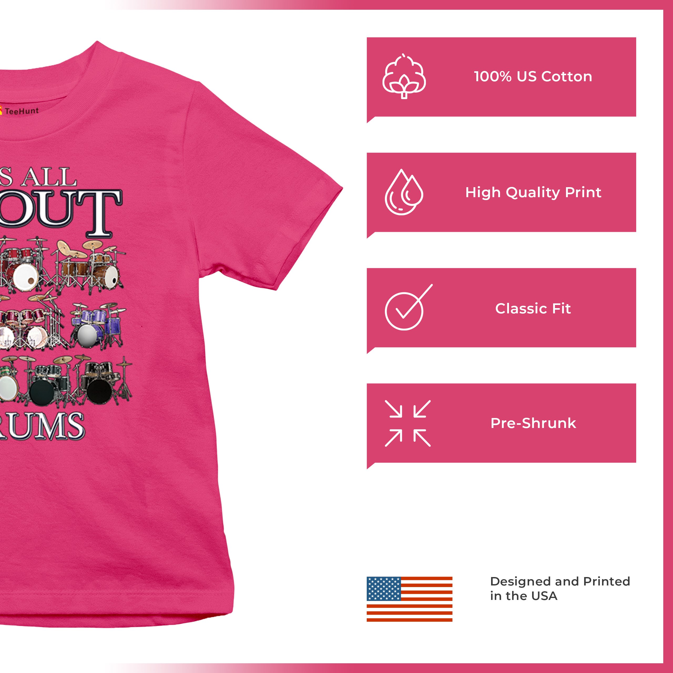 All About Drums Youth T-shirt Colorful Funny Drummer Music Festival Party Kids - Picture 49 of 50